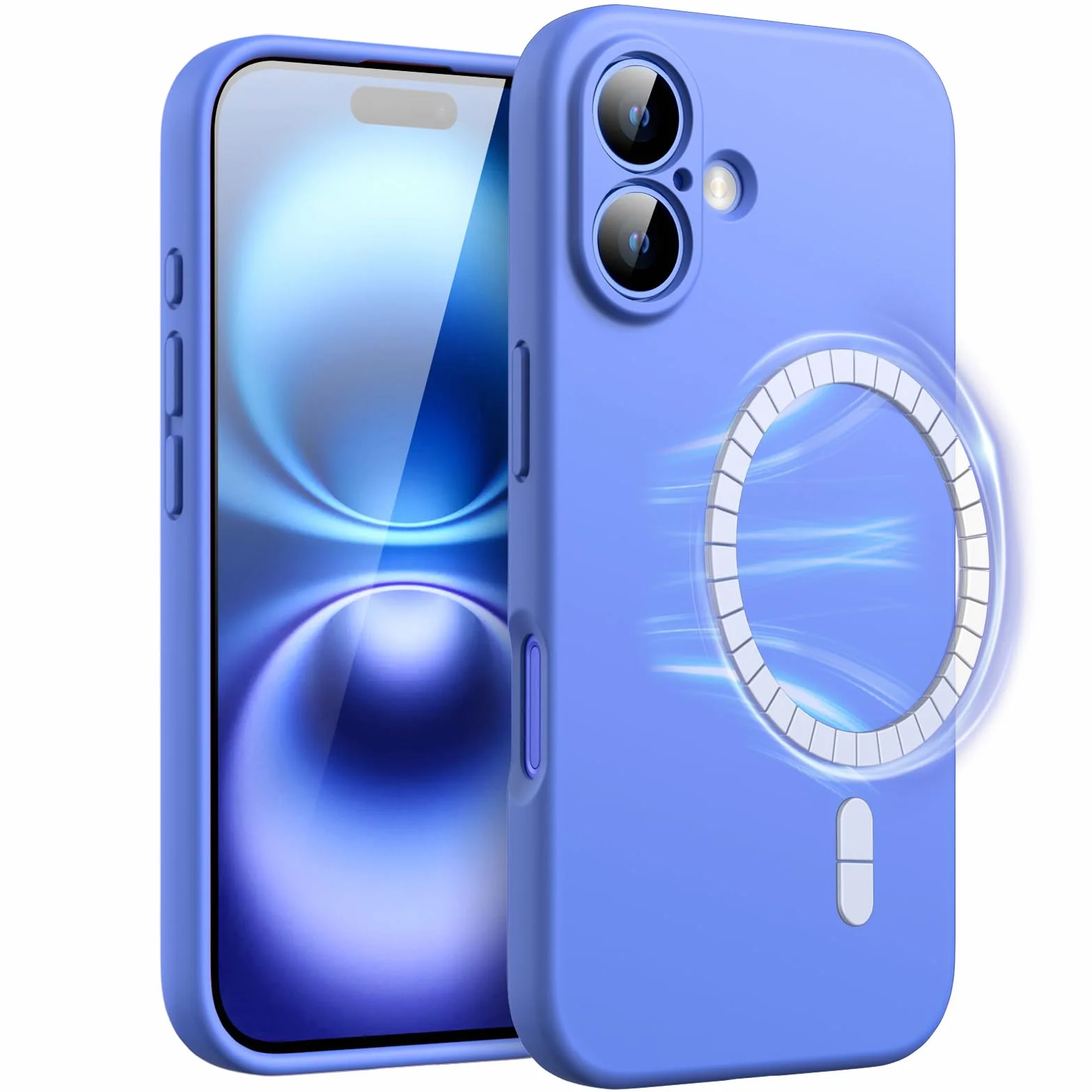 JETech Magnetyczne Silikonowe Etui dla iPhone 16 6,1 Cala, Kompatybilne z MagSafe, Jedwabisty Miękki Dotyk, Amortyzujące Osłona z Obiektywem Aparatu Pełna Ochrona (Ultramaryna)