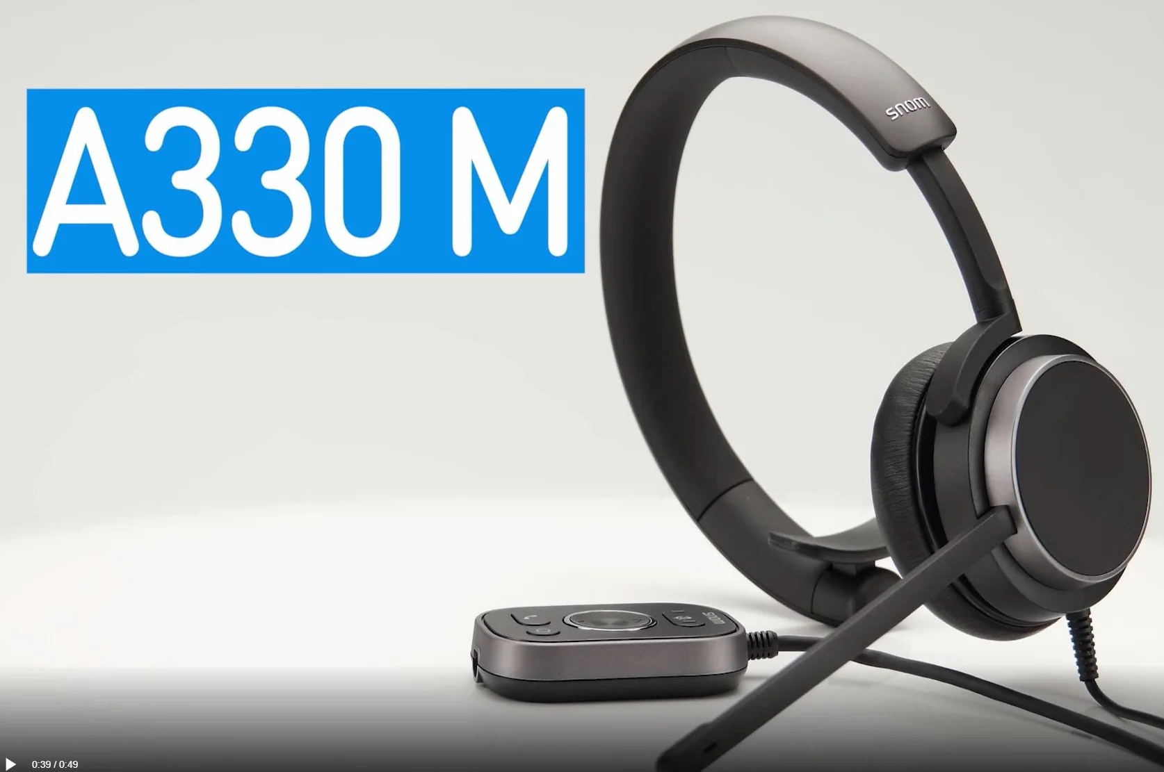 Snom A330M zestaw słuchawkowy nauszny, pasywna redukcja szumów, zestaw słuchawkowy VoIP, kabel USB / RJ9 / 3.5 jack ze sterowaniem rozmowy, miękka sztuczna skóra, czarny; 0004597