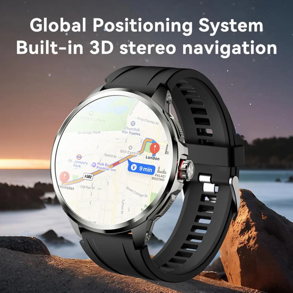 Smartwatch 1,95'' z kartą SIM, z wyciąganą kamerą o wysokiej rozdzielczości obracającą się o 190°, tętno w czasie rzeczywistym, monitorowanie ciśnienia krwi i tlenu we krwi, wodoodporność IP67