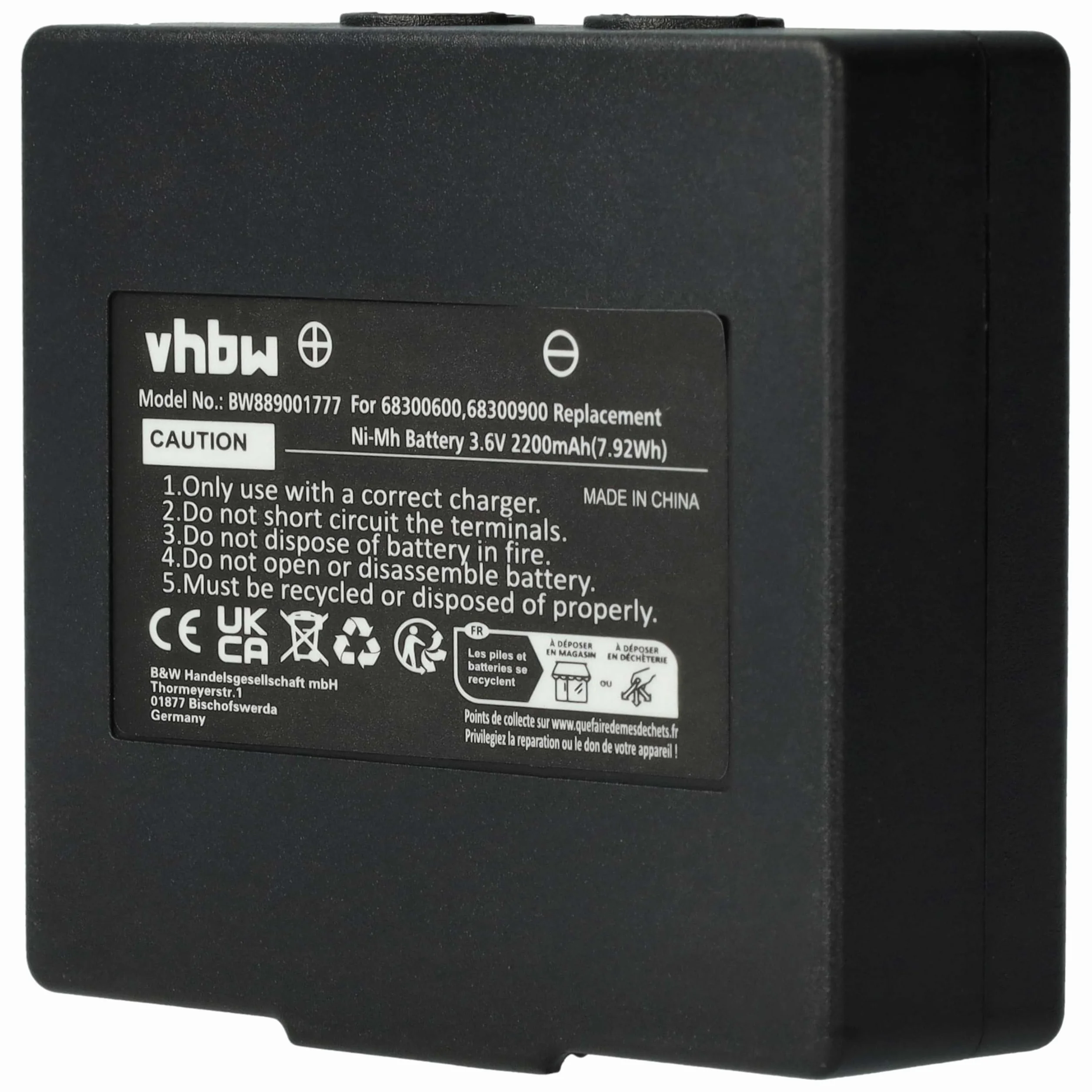vhbw 5 x akumulator zamienny do Abitron KH68300990, EX2-22 do przemysłowego pilota zdalnego sterowania (2200 mAh, 3,6 V, NiMH) - czarny
