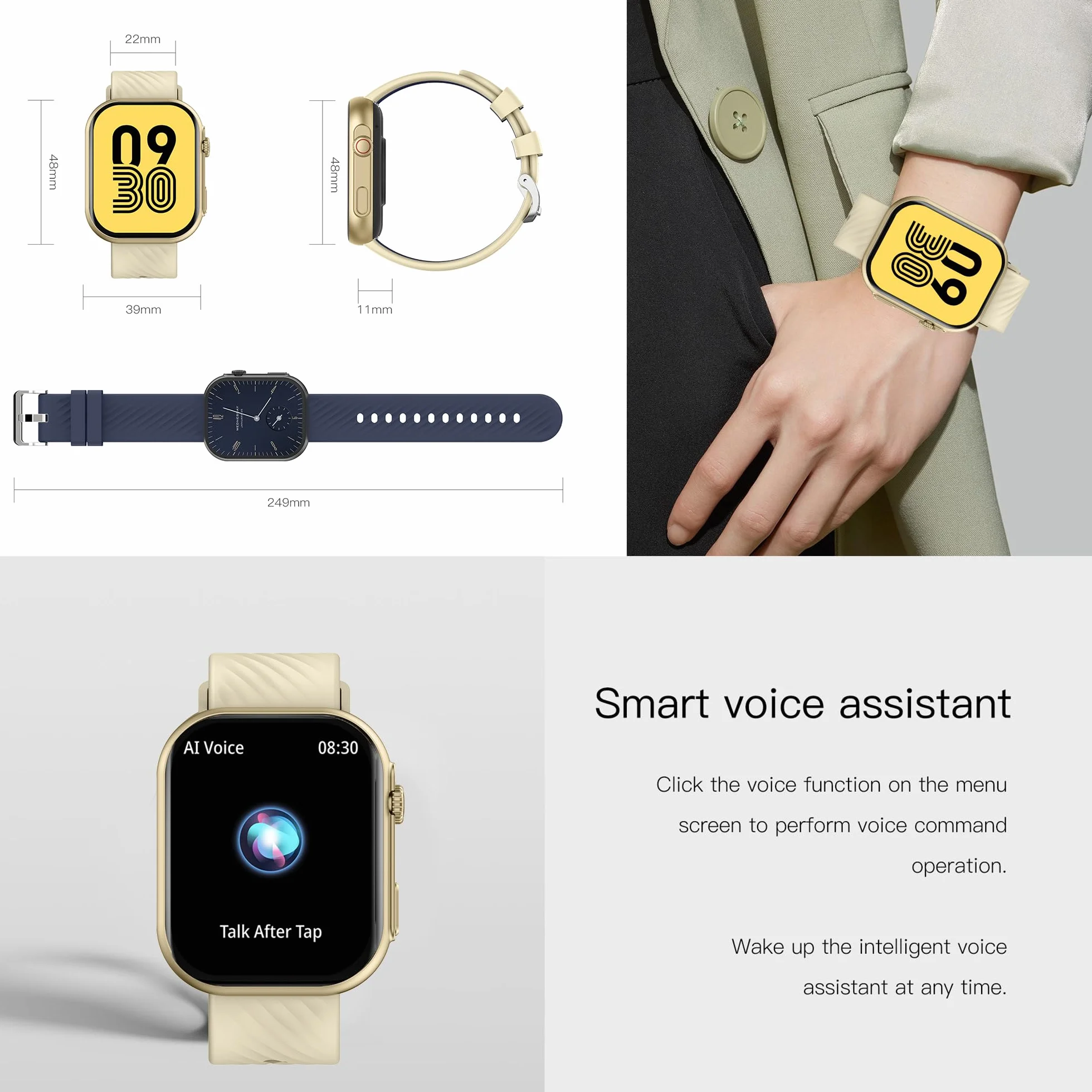Smartwatche Mężczyźni z Funkcje Telefonu Bluetooth, Sportowy Smartwatch 2,0 Cala ze 123 trybami Sportowymi, Odtwarzaczem Muzycznym, Pomiarem tętna, Wodoodpornością IP68 dla Android iOS (Złoto)