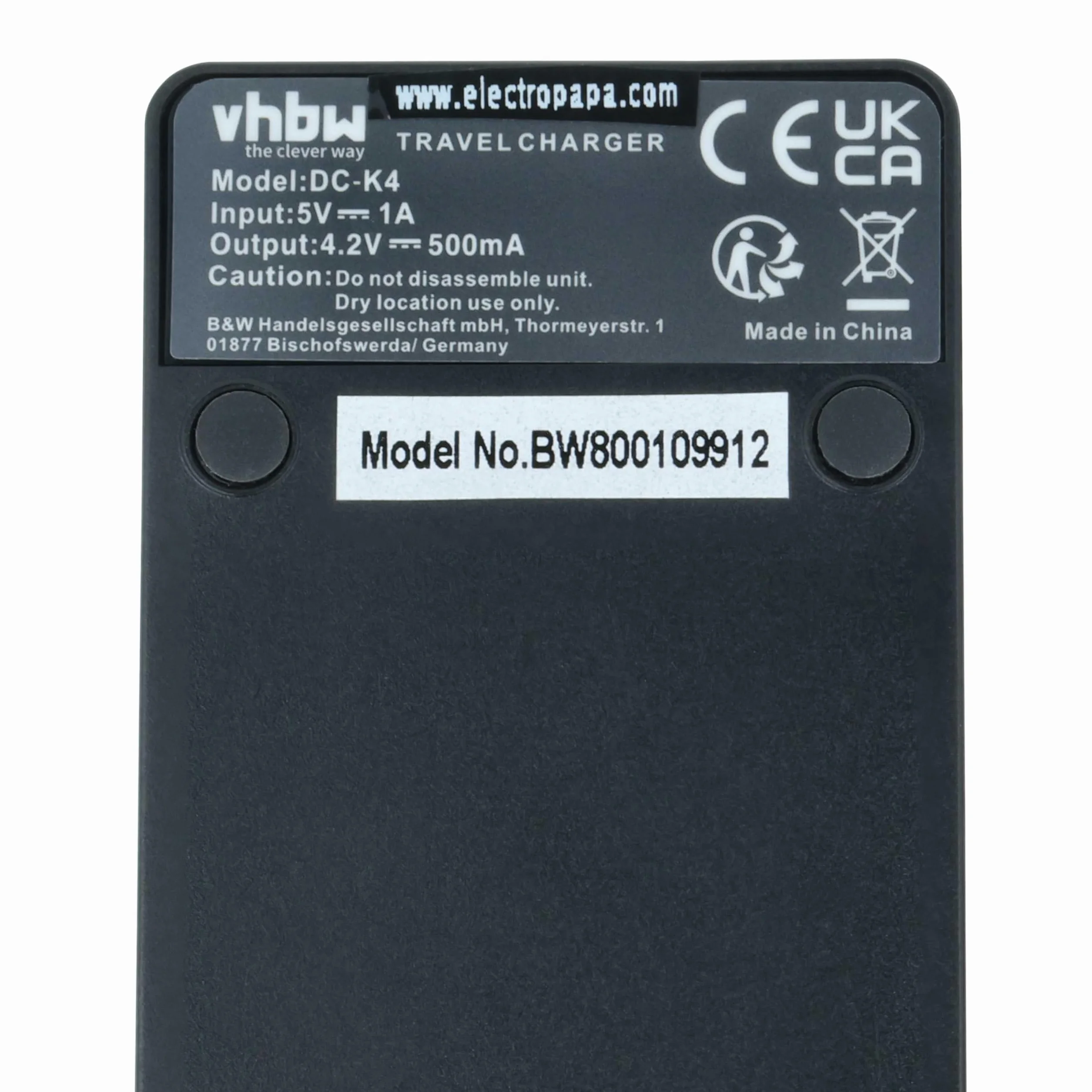 vhbw Ładowarka USB kompatybilna z Nokia BL-5C, BL-5CA, BL-5CB aparat cyfrowy, kamera, akumulator Action Cam - ładowarka