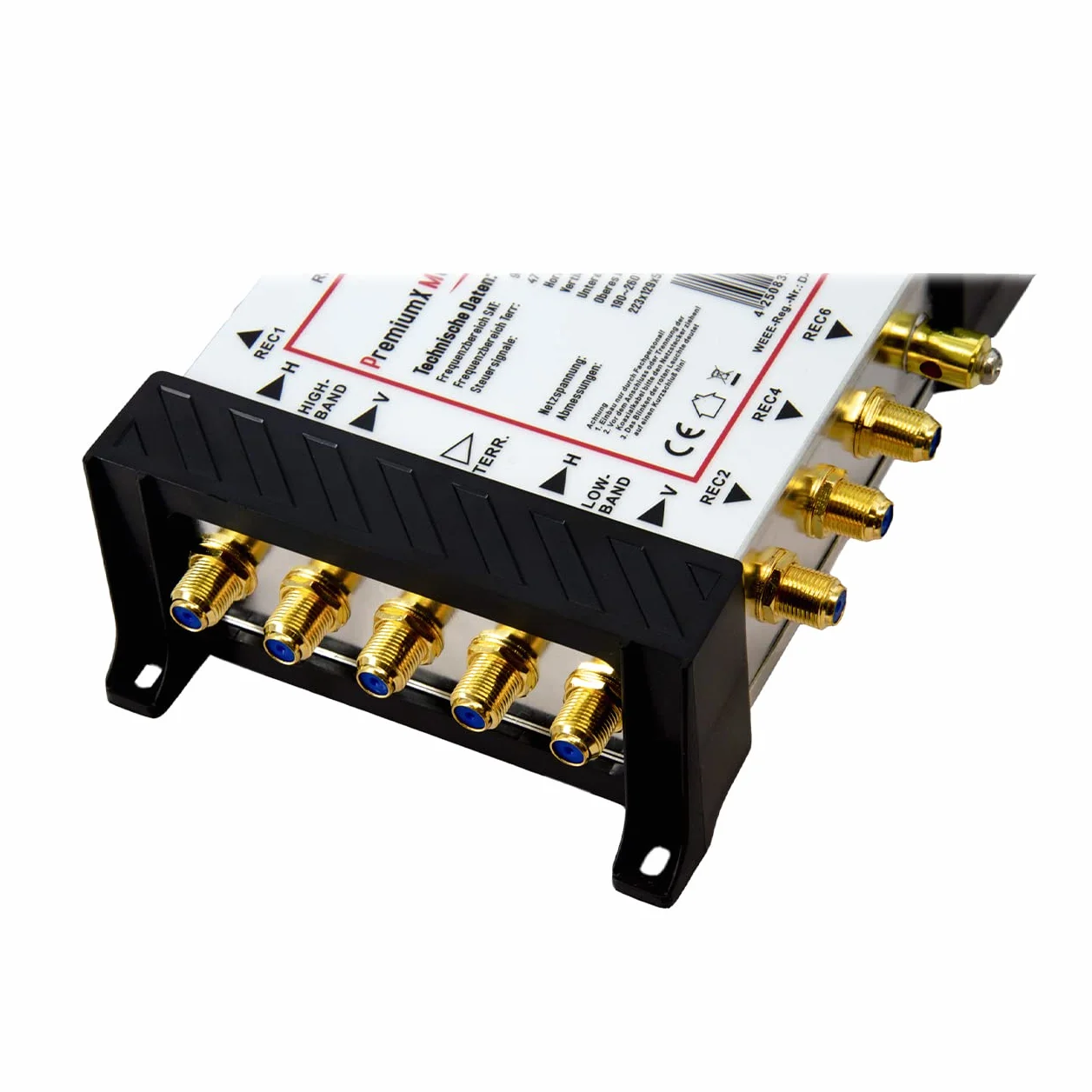 PremiumX PXMS Multiswitch 5/6 z zasilaczem - Dystrybutor sygnałów satelitarnych dla 6 użytkowników - Obsługuje Digital HDTV FullHD 4K UHD 8K