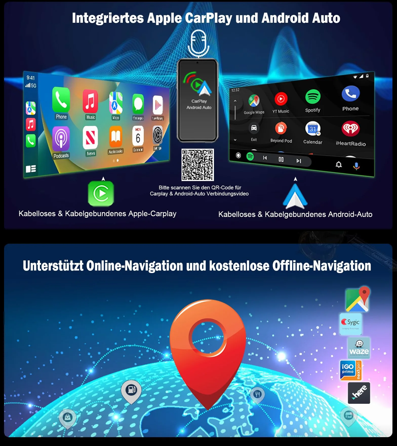 Erisin 10,25" 8-rdzeniowy 4 GB + 64 GB Android 13 radio samochodowe GPS nawigacja do Audi A4/A5/B8/S4/S5/RS4/RS5 obsługuje IPS Screen OEM Bluetooth 5.0 DAB+ Wireless CarPlay Android Auto USB Can-Bus