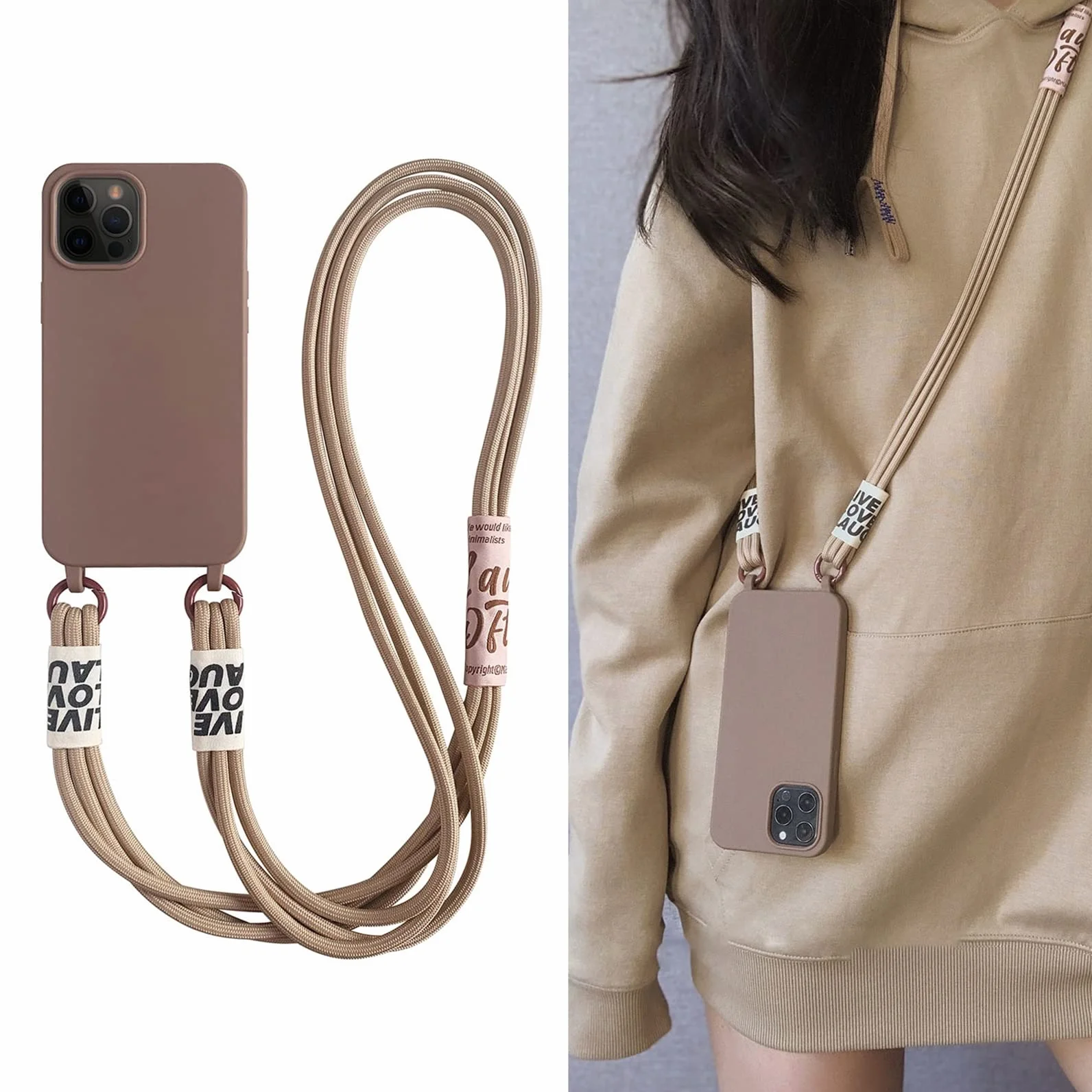 Emlivi Etui ochronne iPhone 16 Plus z paskiem na ramię, silikon TPU