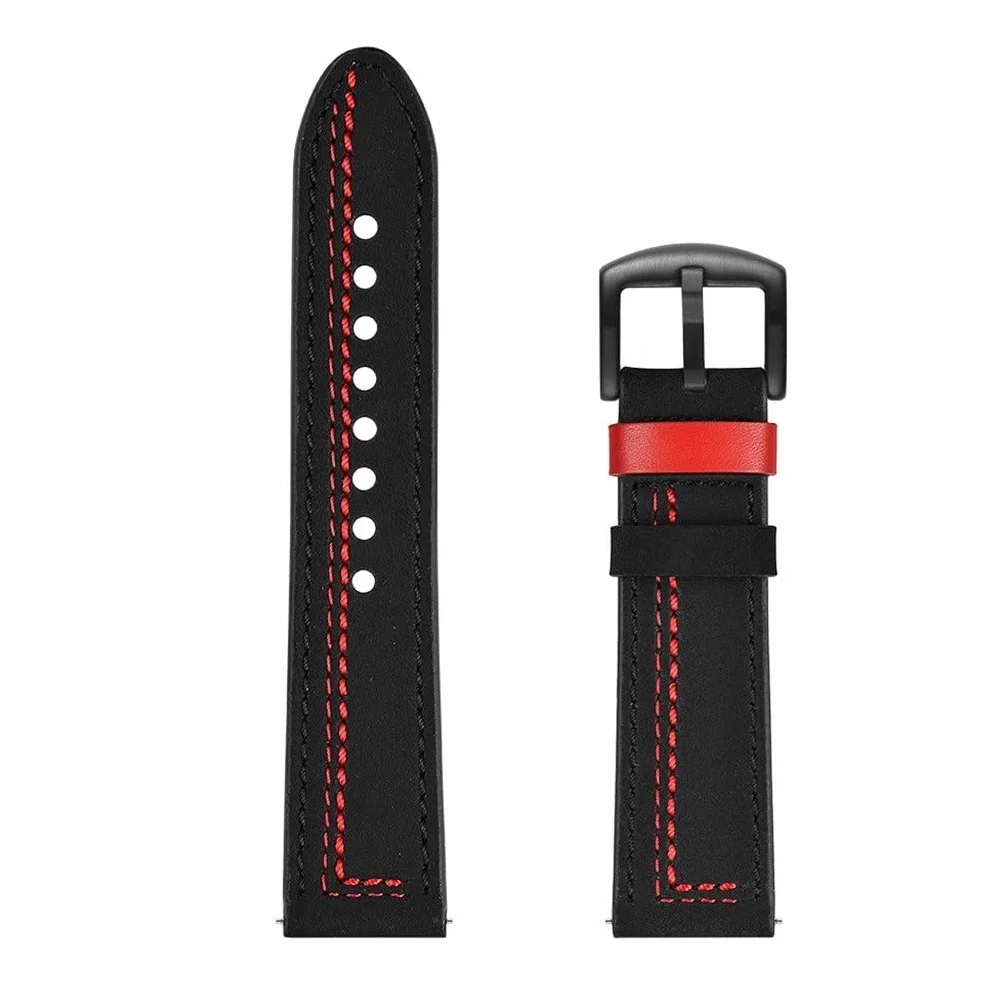 Skórzane paski do smartwatcha, paski na nadgarstek do uniwersalnych skórzanych pasków, skórzane pasujące paski (D, 22 mm)