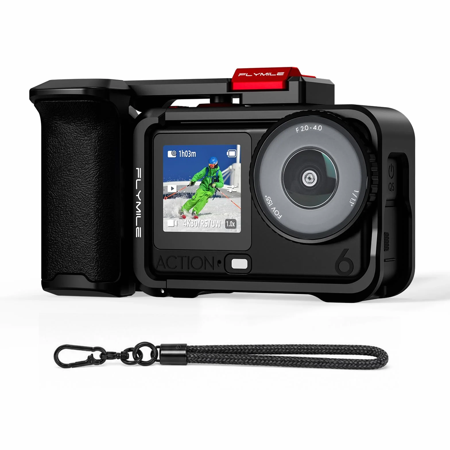 BRDRC Zestaw uchwytów do DJI Action 6 (z klatką), uchwyt uchwyt rozszerzenie uchwyt z przyciskiem migawki, szybkie zwalnianie, zimna stopka do DJI Osmo Action 6 akcesoria
