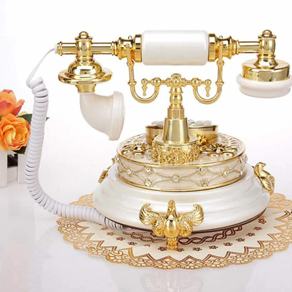 Telefon Zabytkowy telefon Europejski retro Kreatywny moda Domowy stacjonarny Ogród Biuro(Yellow)