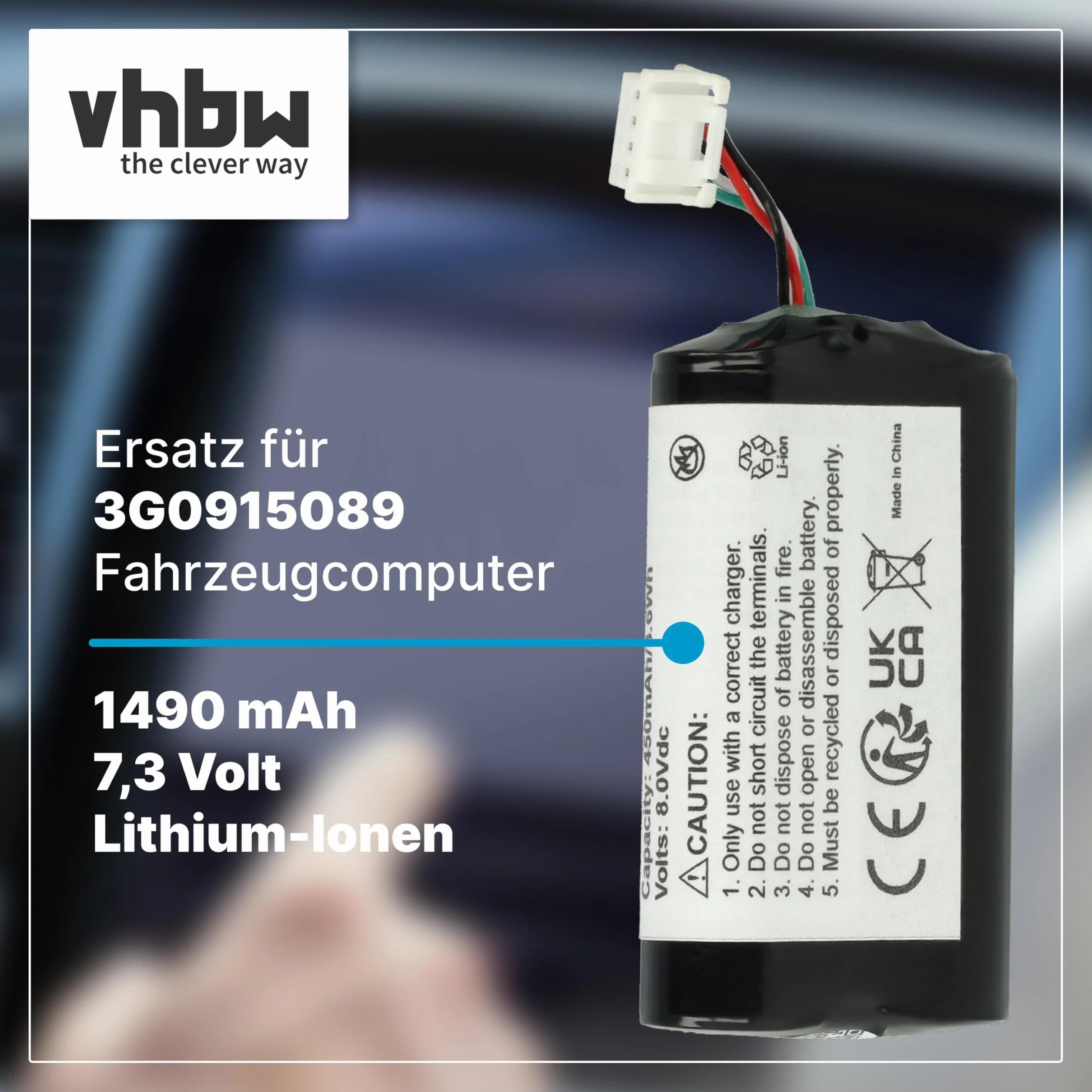 vhbw Akumulator kompatybilny z Audi A6 S6 Avant qu. 2016-2017 Auto (1,49 Ah, 7,3 V, litowo-jonowy)