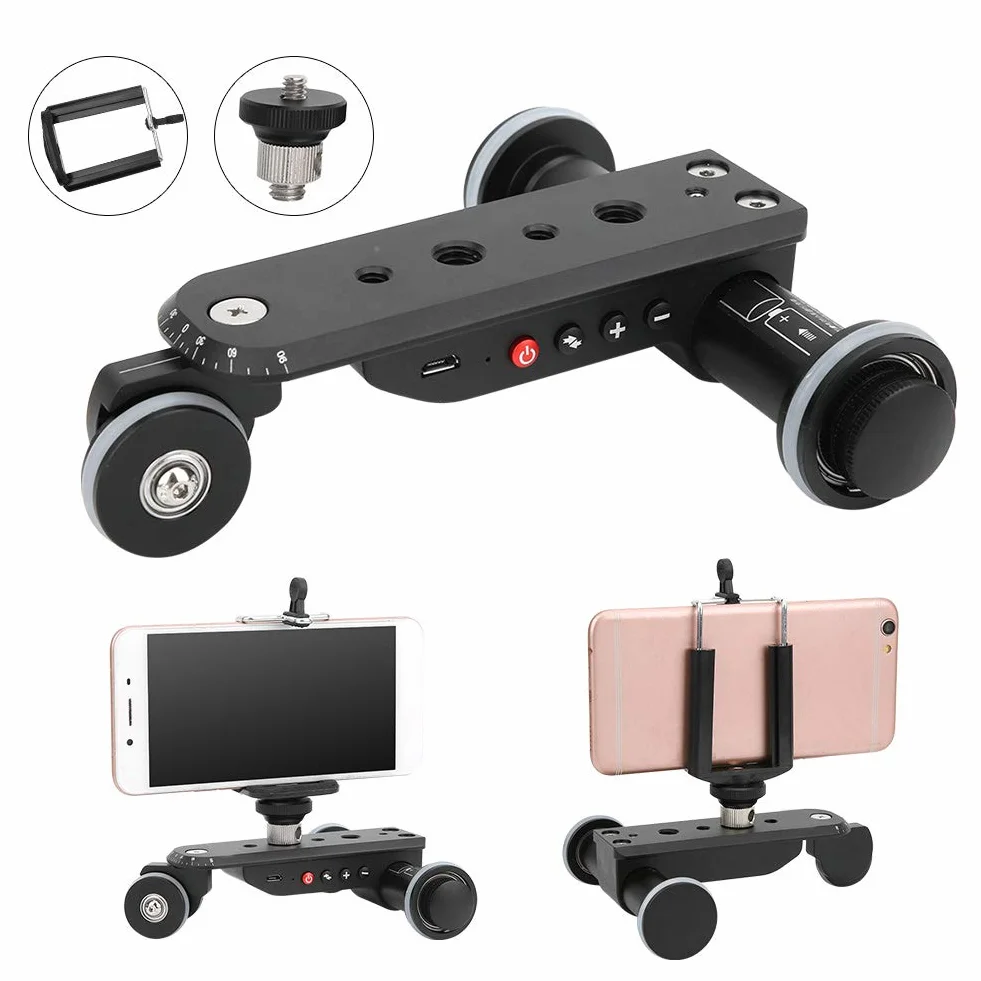 Kamera Wideo Auto Dolly, PPL-06S Pro 90 Stopni Obrotowe Strzelanie Zmotoryzowany Suwak Szynowy Dolly Car z Pilotem, Regulacja Prędkości 5, do Lustrzanek Cyfrowych, Smartfonów