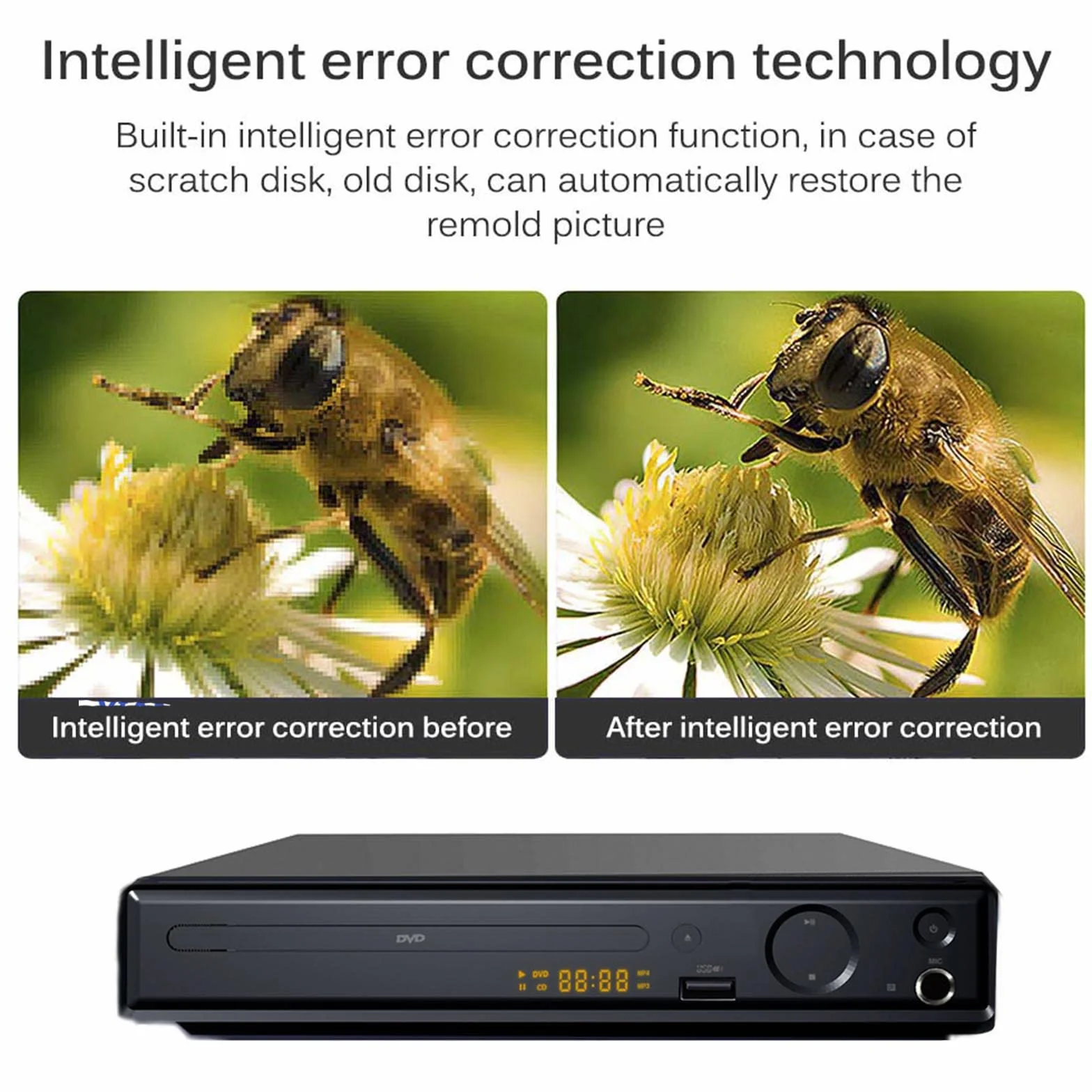 4K Blu-ray ochrona oczu, odtwarzacz DVD, domowy wyświetlacz HDMI VCD HD, złącze USB/pamięć wyłączania