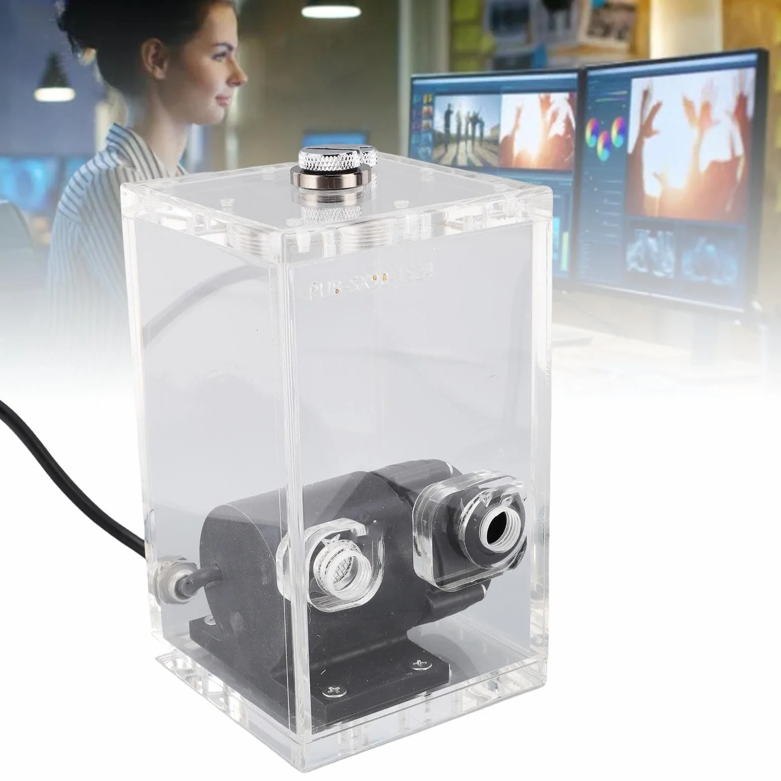 FILFEEL Zestaw Bezszczotkowej Pompy Chłodzącej do Komputera PC – Zbiornik Akrylowy 850 Ml z głowicą 14 L/min i 7 M, Gwintowane Złącze G1/4, Bezszczotkowa Pompa 16,2 W do Niestandardowych Pętli