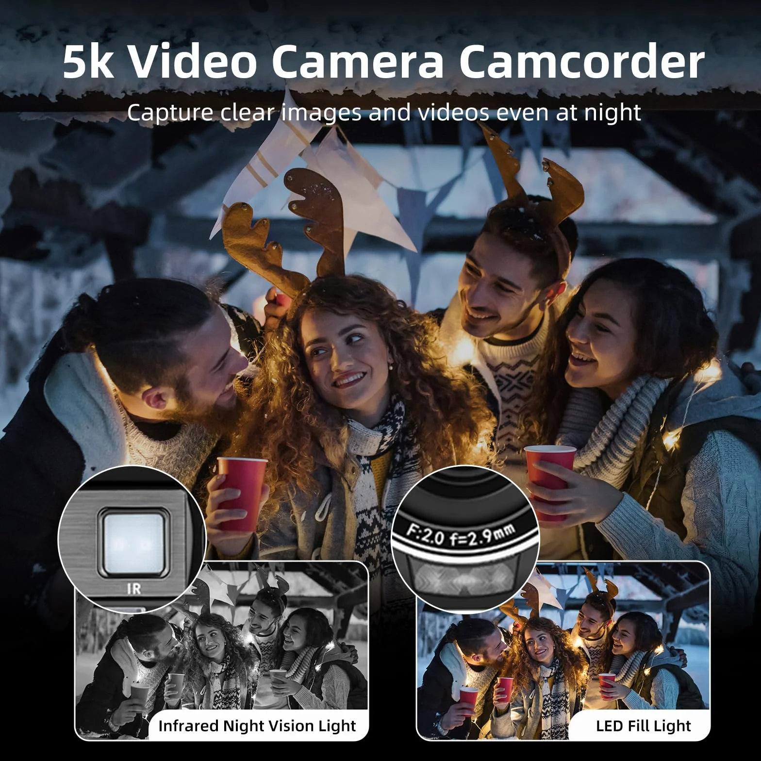 ORDRO Kamera wideo 5K, kamera do vlogowania 56 MP z noktowizorem na podczerwień, ekran dotykowy UHD 3,0 cala, zoom 18x, stabilizator EIS, Wi-Fi, 2 baterie, pilot zdalnego sterowania, przewód kamery z