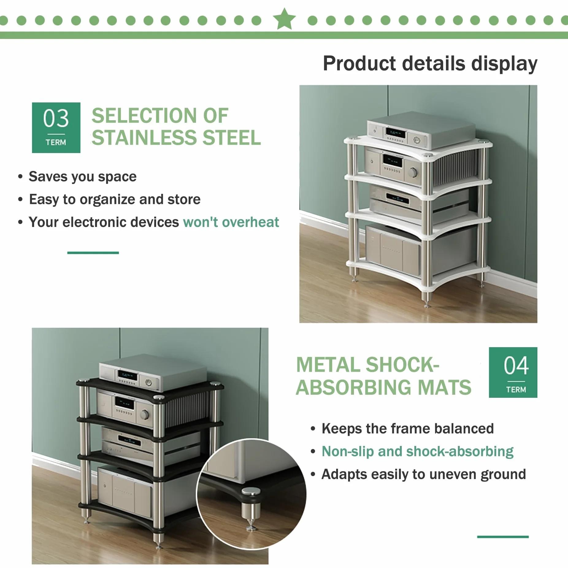 Stojak Ste CabinetStand 1, 2, 3 i 4 poziomy, stojak do gier AV, stojak O-Video, Nizer AV uchwyt na konsolę do gier, stojak na wieżę, stojak na gramofon Stoma (biały, 60