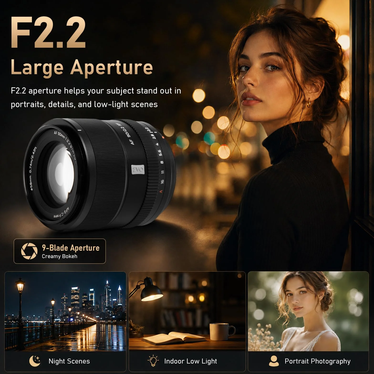 Viltrox 90 mm f2.2 EVO obiektyw do aparatu z mocowaniem E | Otwór f/2.2, mocowanie E, ogniskowa 90 mm, konstrukcja EVO
