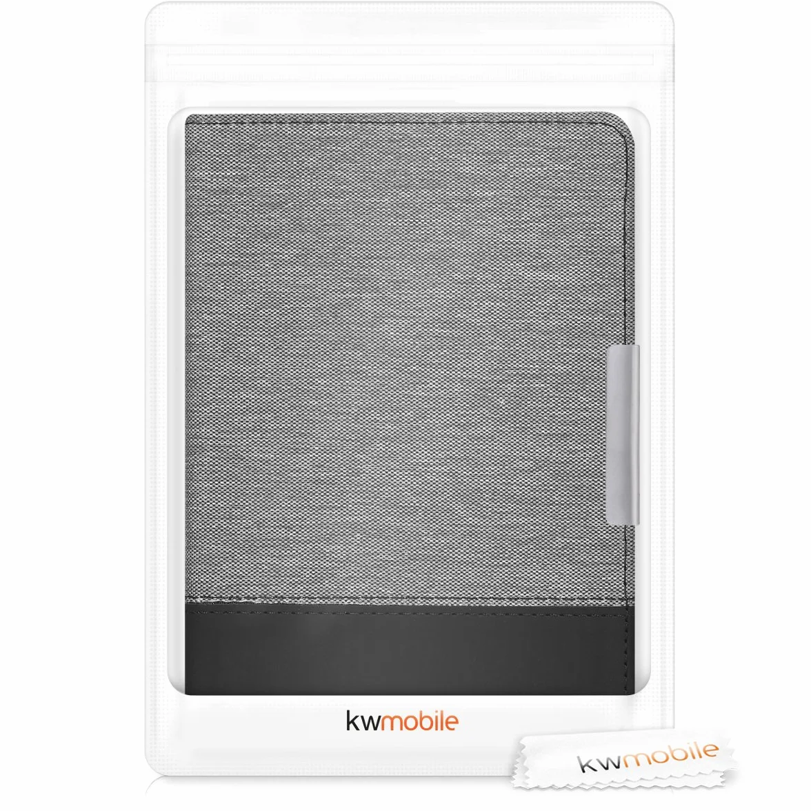 kwmobile Etui do Pocketbook Touch Lux 3/Basic Lux/Basic Touch 2 - etui ochronne z skóry PU i płótna do czytnika e-booków typu folio - szary/czarny