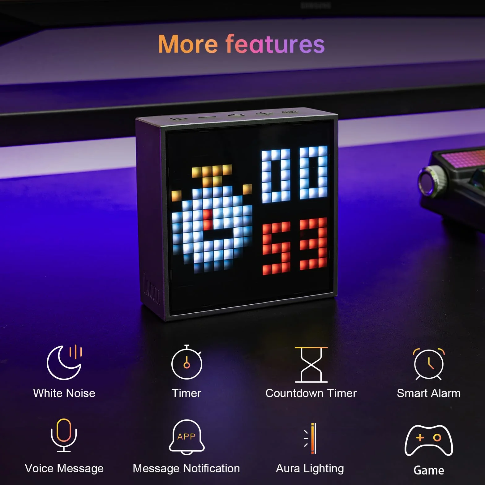 Divoom Timebox evo Pixel Art LED Bluetooth Speaker App Control, inteligentny przenośny głośnik bezprzewodowy z potężnym basem, obsługuje radio z budzikiem, mikrofon (czarny, 1 opakowanie)