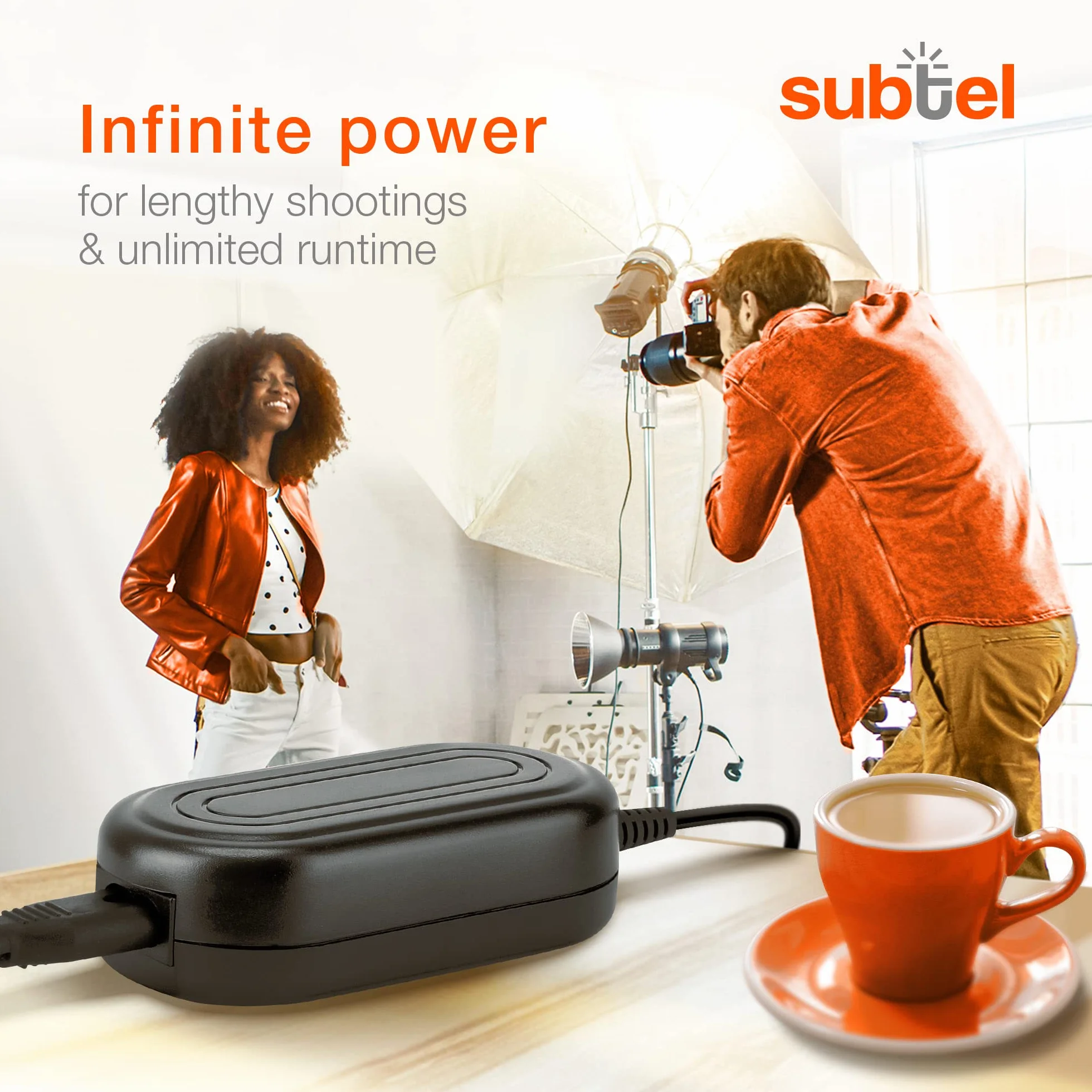 subtel® Zasilacz AC-PW10AM do Sony A58 SLT-A58 A57 A65 Alpha A77 II A99 II A100 A200 A230 A290 A300 A330 A350 A350 kamera, kamera ok. 3 m adapter sieciowy kabel zasilający ładowarka