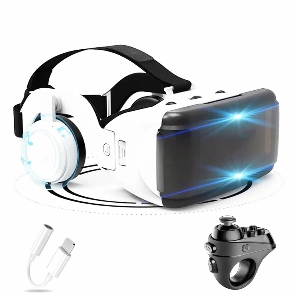 Okulary 3D, Virtual Reality, zestaw słuchawkowy, ochrona oczu, okulary VR do filmów 3D i gier, kontroler Bluetooth do iPhone 13 Pro Max/13 Pro/13/12/11, do Samsung Galaxy S21, Huawei, X. iaomi-Seria nie