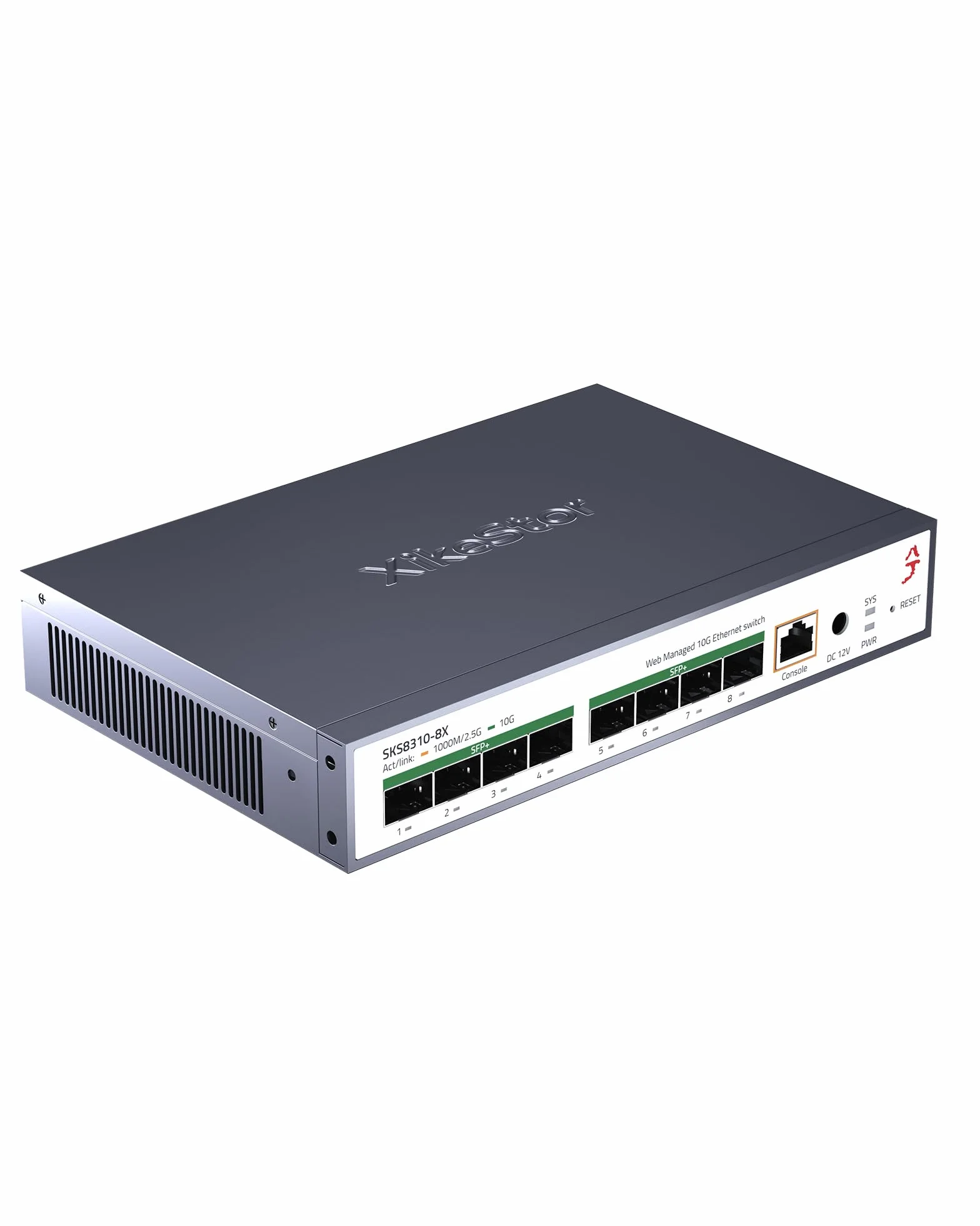 L3 10G 8-Portowy przełącznik zarządzany SFP+, obsługuje moduły 1/2.5/10G, przepustowość 160Gbps, agregacja łączy, VLAN/DHCP/QoS, inteligentne chłodzenie wentylatorem