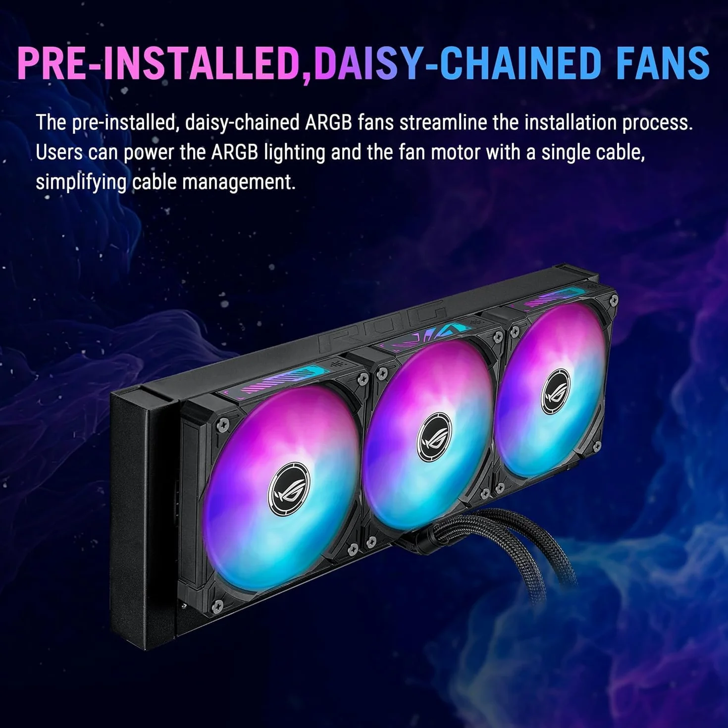 ASUS ROG Ryuo IV SLC 360 ARGB All-in-One CPU chłodzenie wodą (6,67-calowy wyświetlacz AMOLED, obsługuje filmy 3D, węże 200 mm, 3 x wentylator ARGB Daisy-Chain, do Intel LGA 1851, 1700, AMD AM5, AM4)