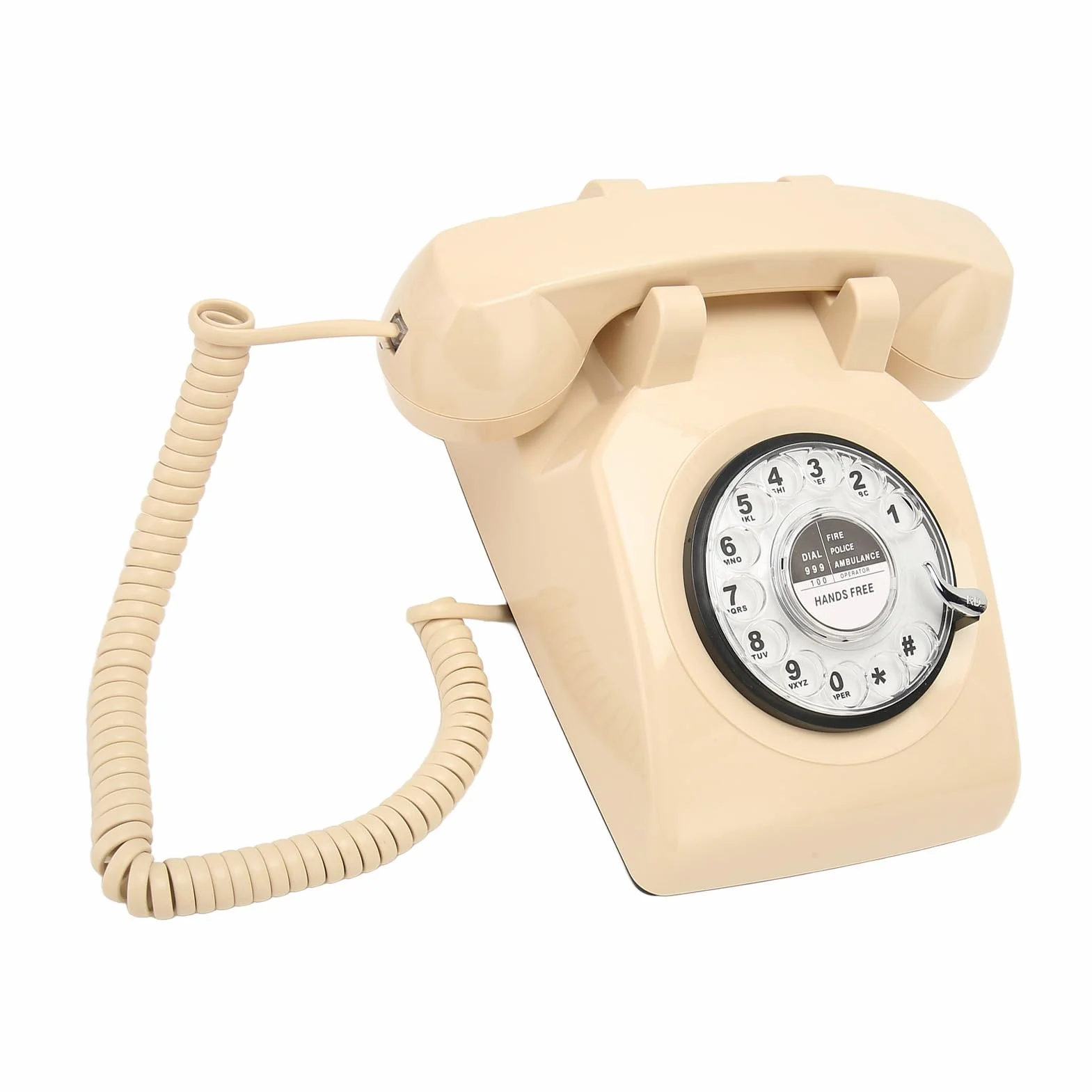 Ausla Telefon Obrotowy w Stylu Retro, materiał ABS, Dzwonek Mechaniczny, Telefon Stacjonarny w Stylu Vintage z łatwym Wybieraniem do Użytku w Biurze Domowym (Beżowy)
