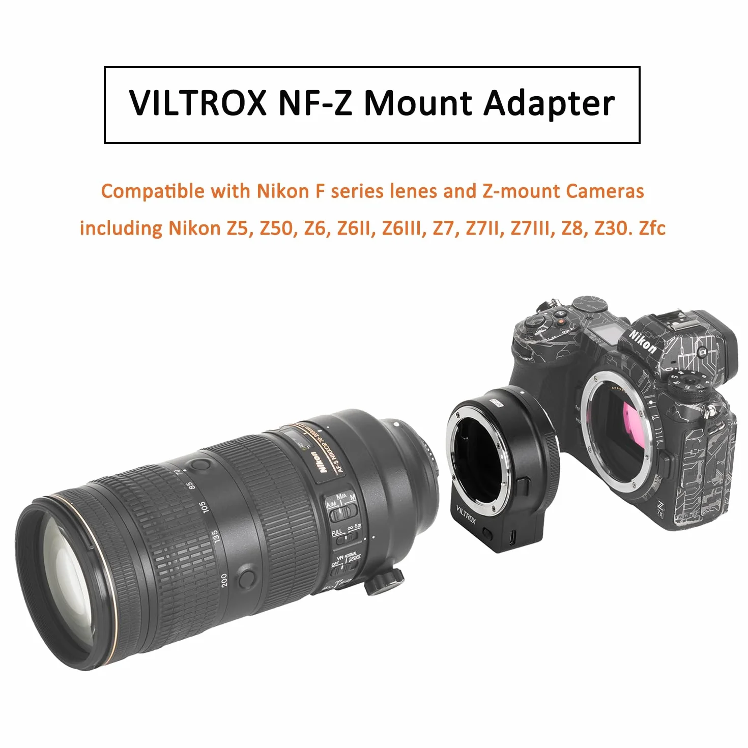 NF-Z adapter do montażu Auto-Focus FTZ konwerter obiektywów kompatybilny z Nikon F Series obiektyw do aparatu Z-Mount Z5 Z50 Z6 Z6II Z6III Z7 Z7II Z7III Z8 Z30 Zfc