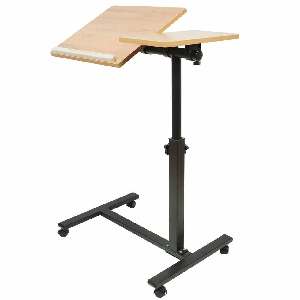 Stolik do laptopa z regulacją wysokości kółek Składany stojak H x szer. x gł.: 60 x 34,5 x 58-90 cm, stół do komputera Wysokość drewna, biurko (60 x 34,5 x 58-90 cm (kolor drewno)
