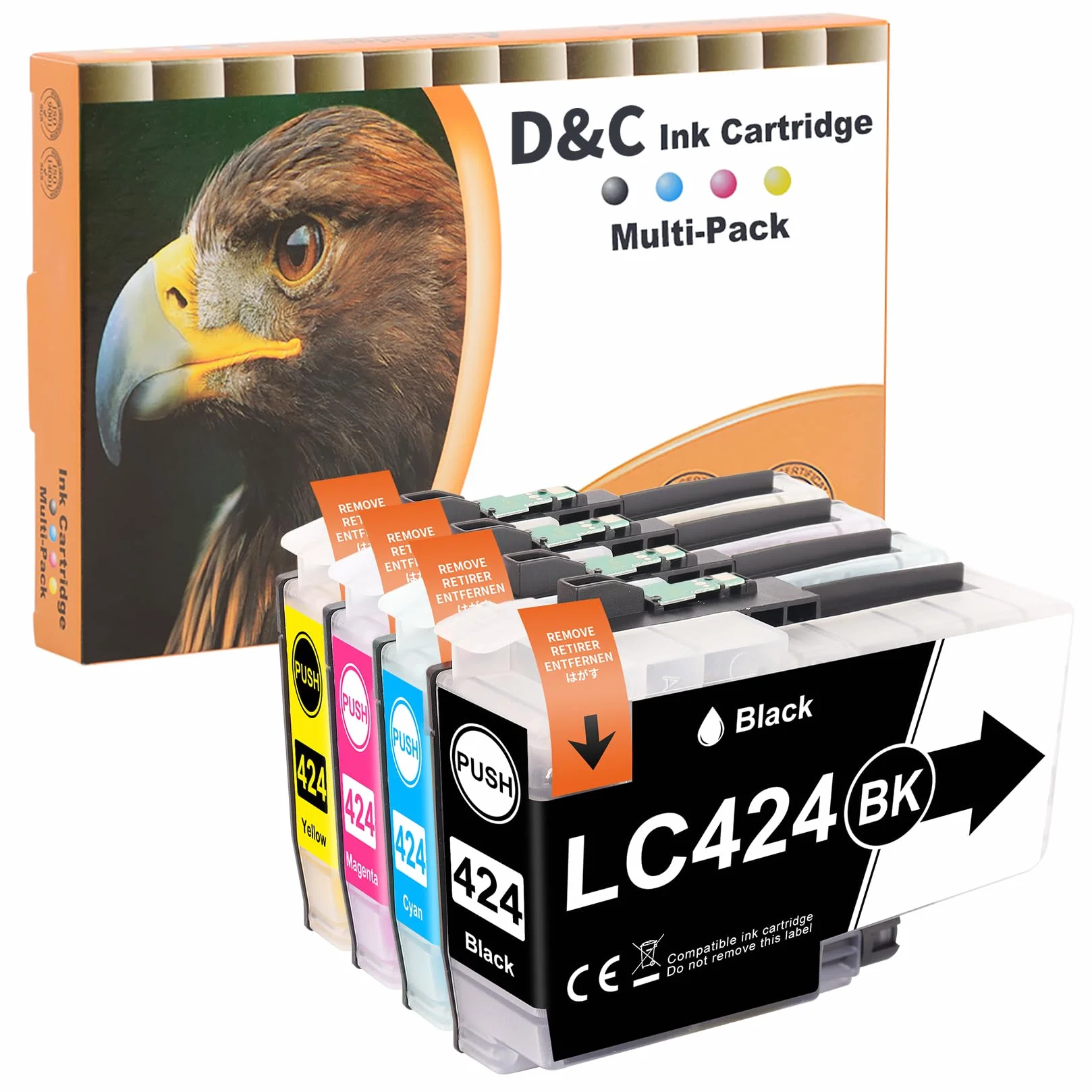 D&C LC424 LC 424 wkłady Value Pack kompatybilne z Brother LC-424 LC424 LC-424VAL do Brother DCP-J1200W DCP-J1200WE kartridże do drukarek (1 czarny 1 cyjan 1 magenta 1 żółty)