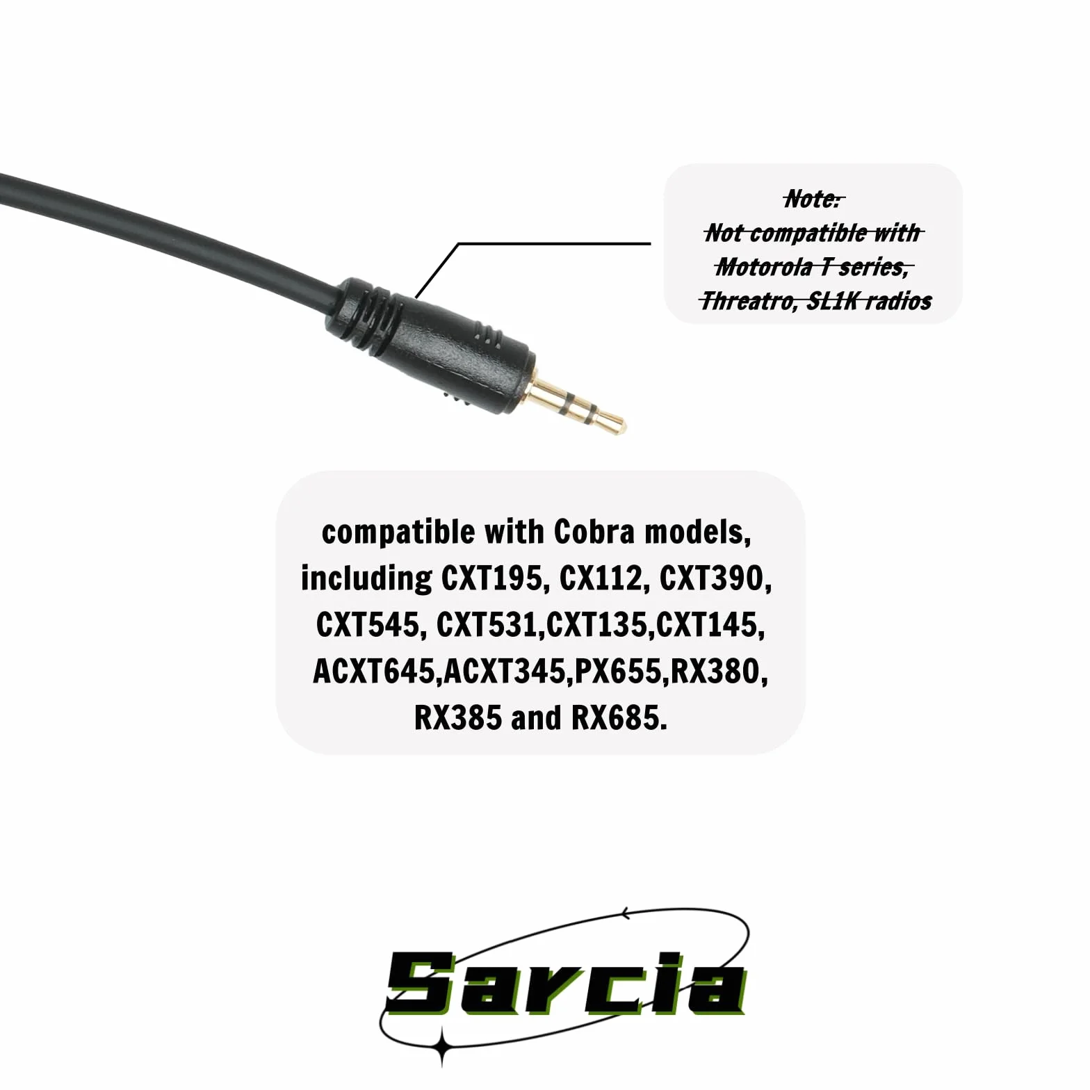 Sarcia Walkie Talkie Słuchawki Mikrofon PTT kompatybilny z Cobra RX380 RX680 ACXT545 ACXT645 PX650 PX655 RX380 RX680 Dwukierunkowe radio z czarną rurką akustyczną, zestaw 2 szt