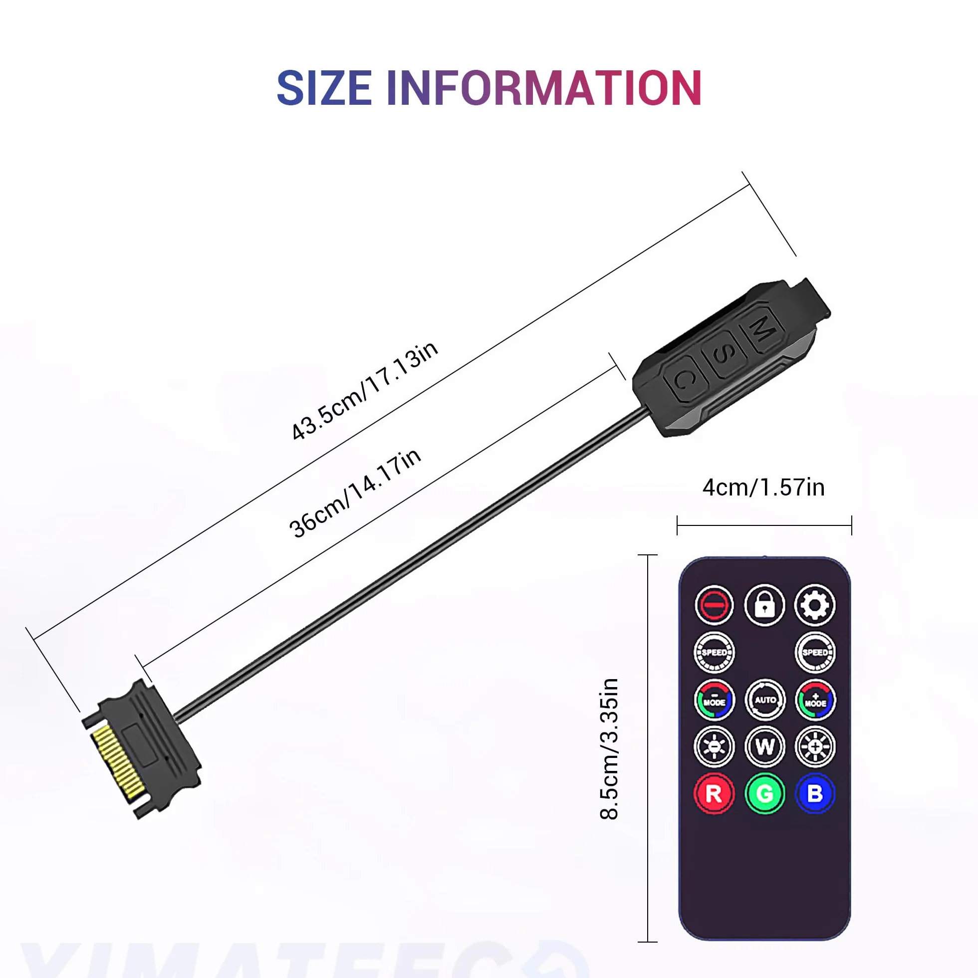 Kontroler ARGB 5V 3-pinowy RGB, wbudowany tryb oświetlenia, zasilacz SATA, 14 przycisków, bezprzewodowy zdalny przełącznik