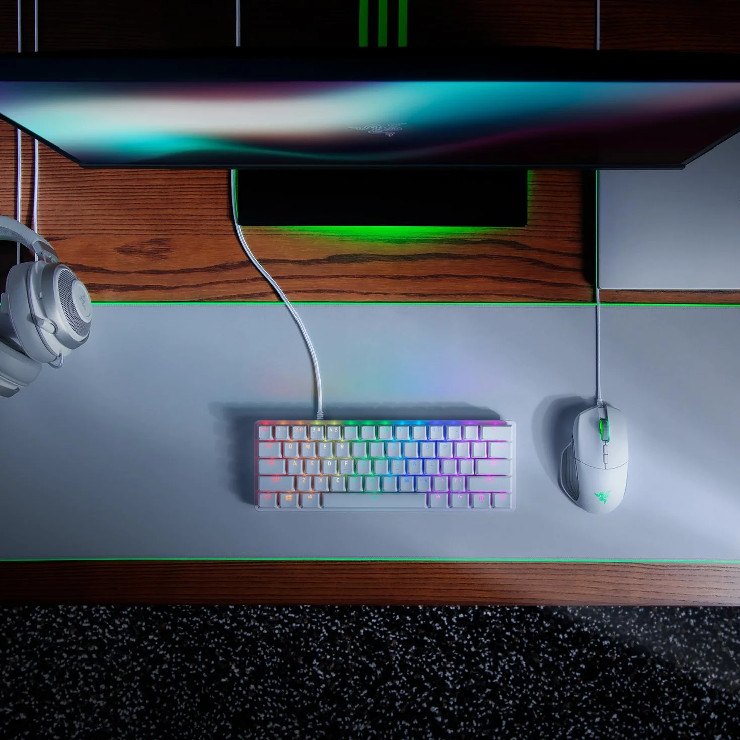 Razer Huntsman Mini (Purple Switch) – kompaktowa klawiatura do gier 60% (klikalne przełączniki optyczno-mechaniczne, podwójnie formowane klawisze PBT) Układ QWERTY US | Mercury