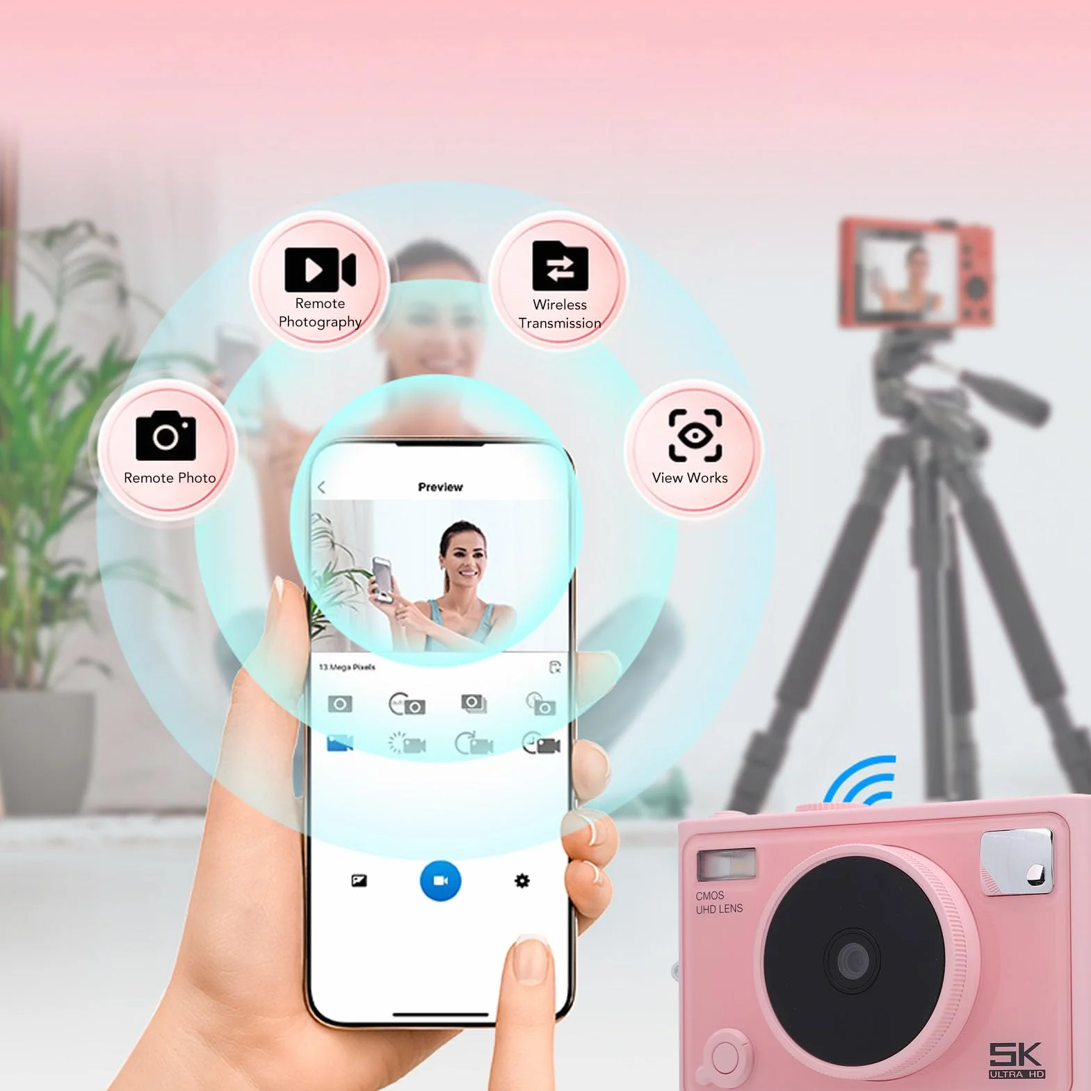 Cyfrowy Aparat Fotograficzny, Cyfrowy Aparat Fotograficzny o Rozdzielczości 5K i Rozdzielczości 72 MP z Autofokusem i 2-calowym Ekranem, Kompaktowa Przenośna Kamera do Vlogowania