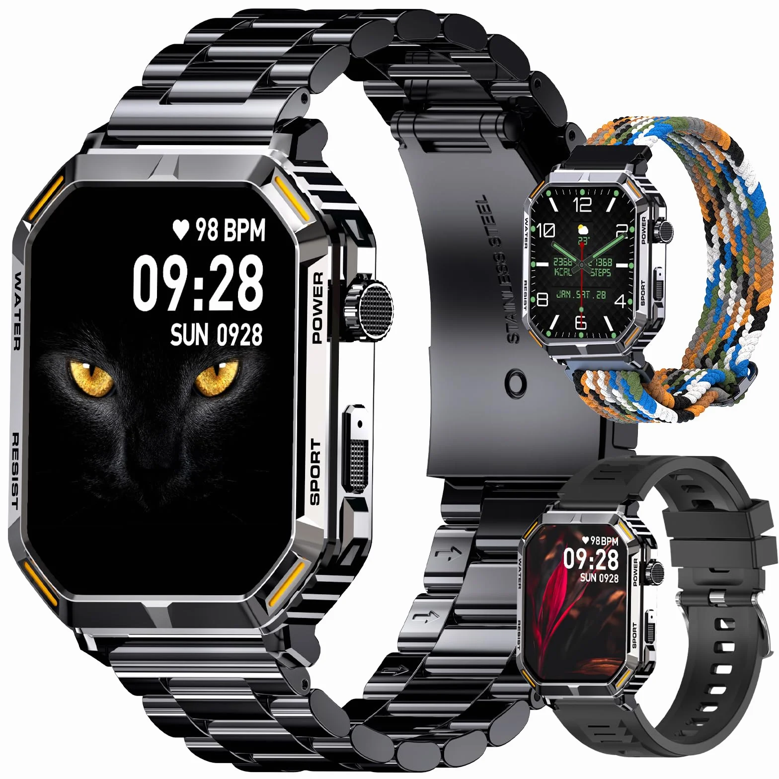 Inteligentny Zegarek Homailida dla Mężczyzn, HD 1,96" Cala, 200 Sportowych | Odbieranie/Wykonywanie Połączeń, Tracker Fitness z Pomiarem Tętna, Zdrowia i Snu, Kompatybilny z Systemami iOS i Android