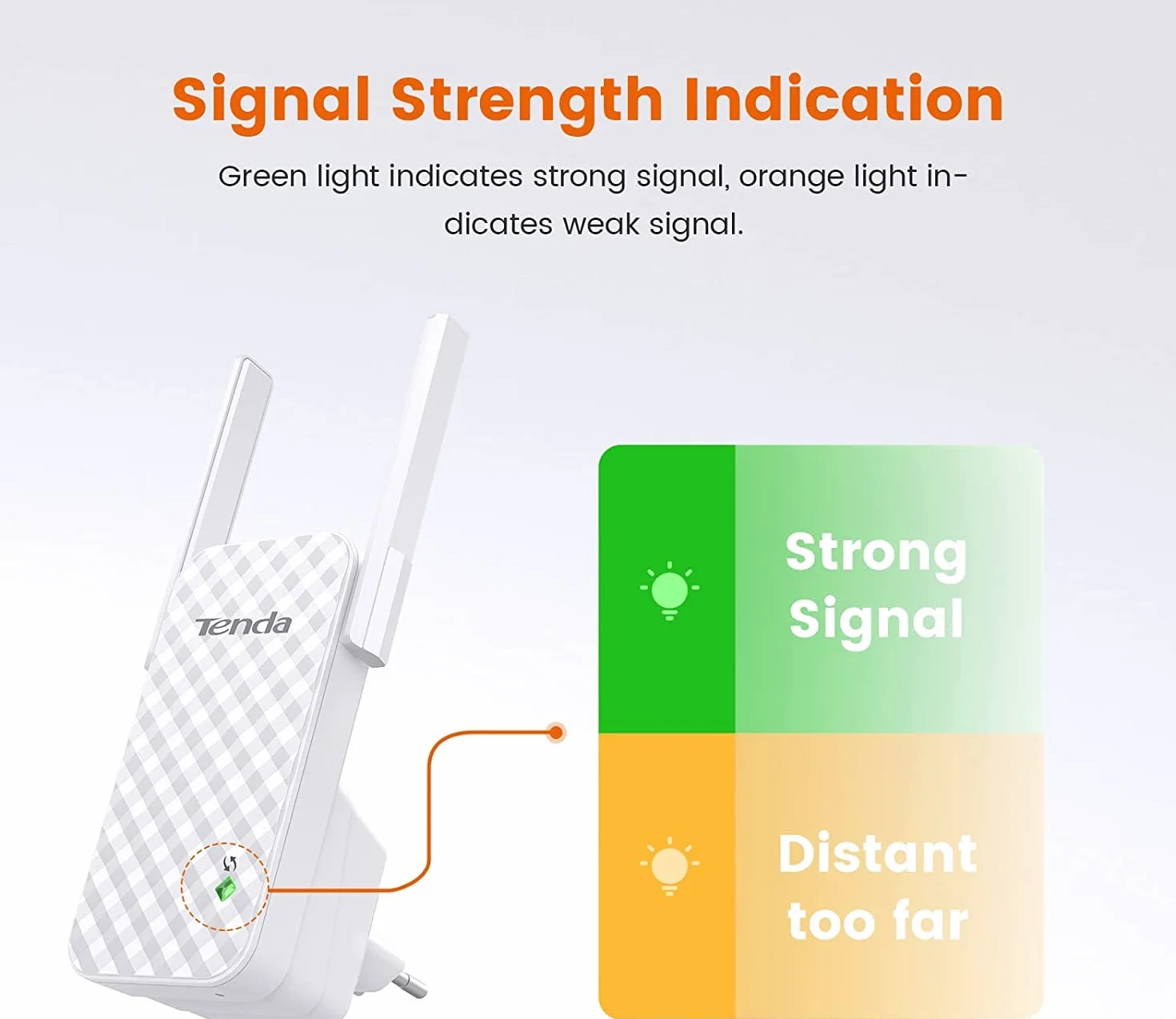 Tenda A9 N300 Wzmacniacz WLAN 300 Mbit/s Dwie Anteny Biały