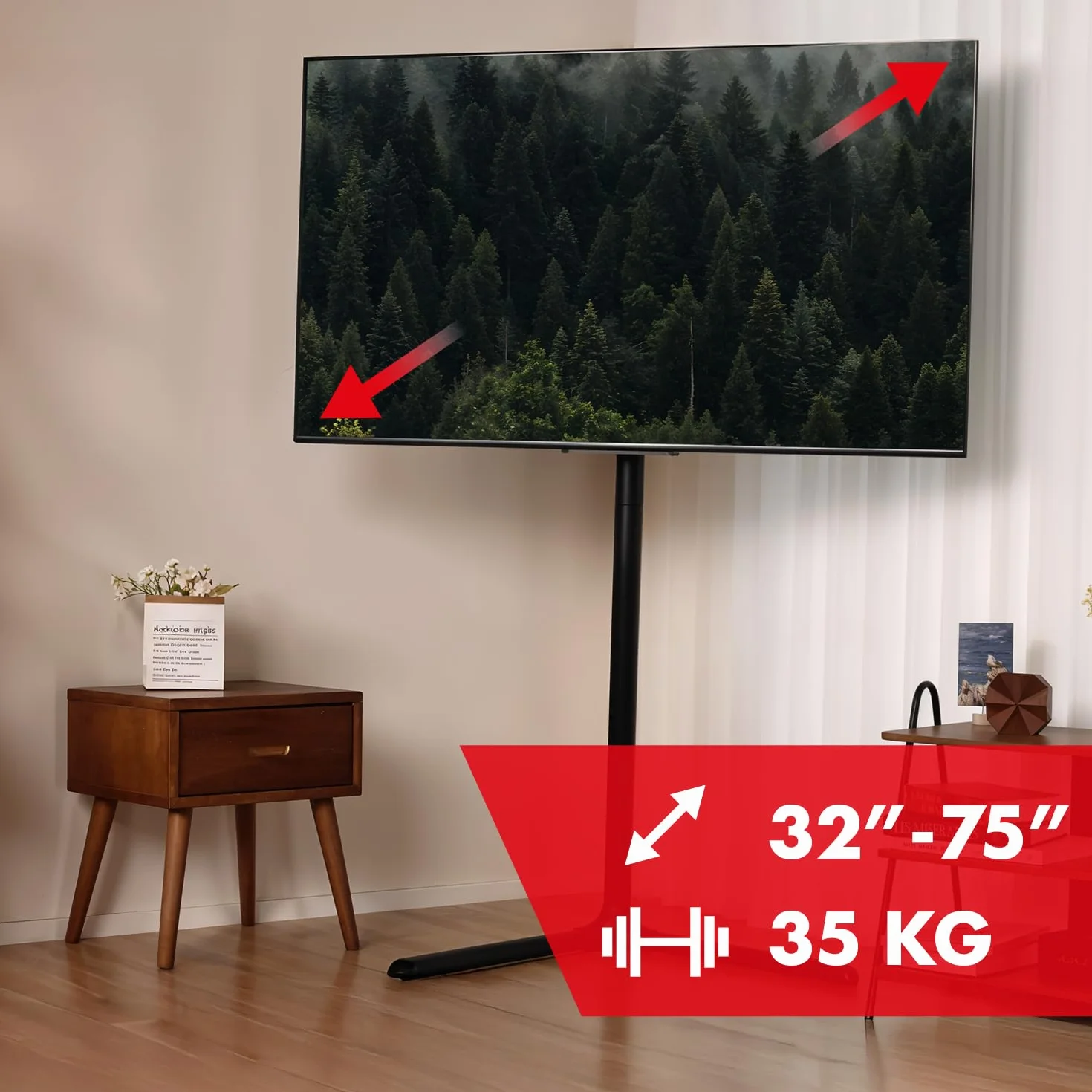 Maclean VESA 200 x 200 – 400 x 400 cm, regulacja wysokości, zarządzanie kablami, uchwyt na telewizor i monitory, stabilna podstawa do elastycznego pozycjonowania