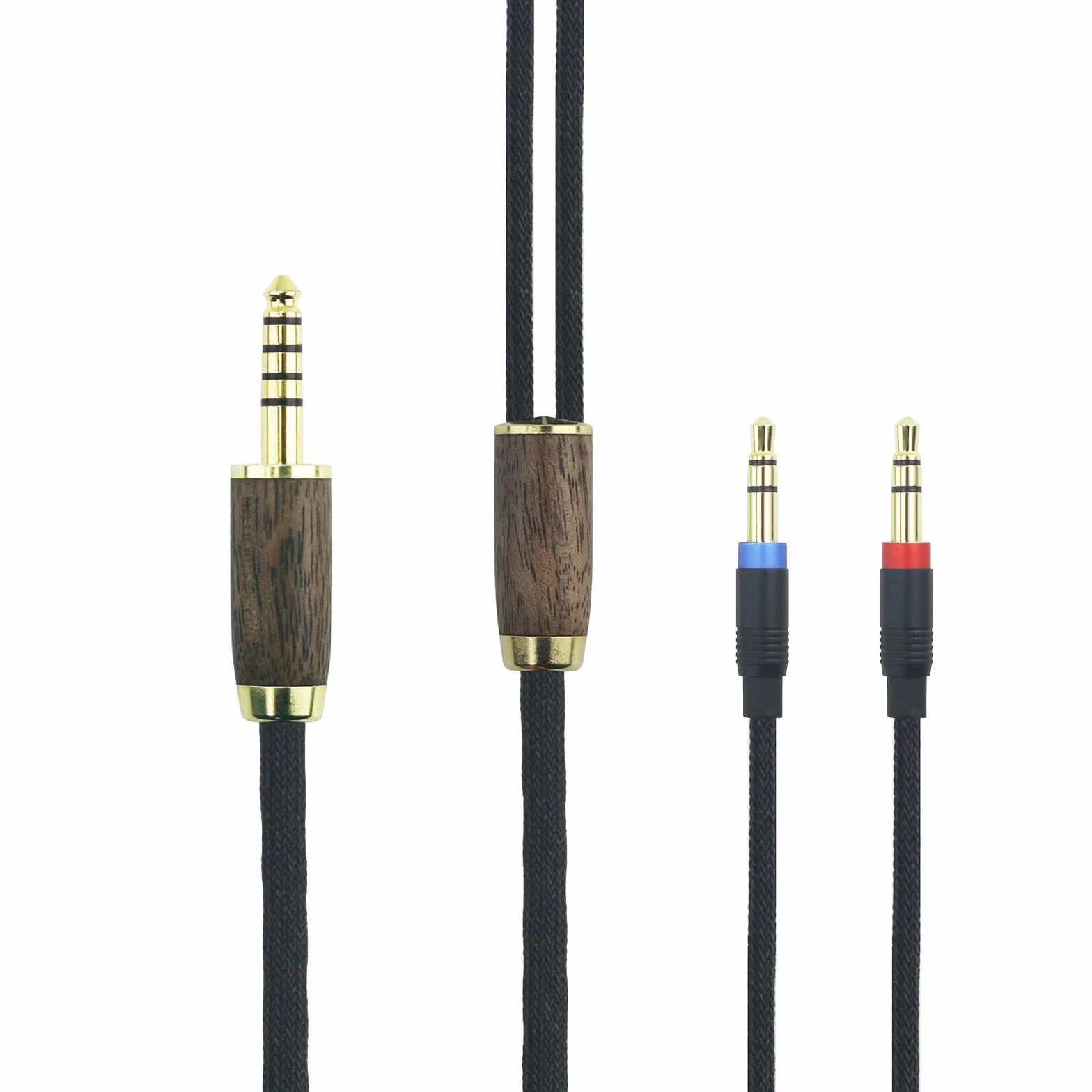 ABLET 4,4 mm 7N OCC Balanced Cable Copper Platerowana Posrebrzana obudowa z drewna orzechowego, kompatybilny ze słuchawkami Hifiman Sundara, Ananda, Arya, HE400SE, HE4XX, HE-400i (wersja 2 x 3,5 mm)