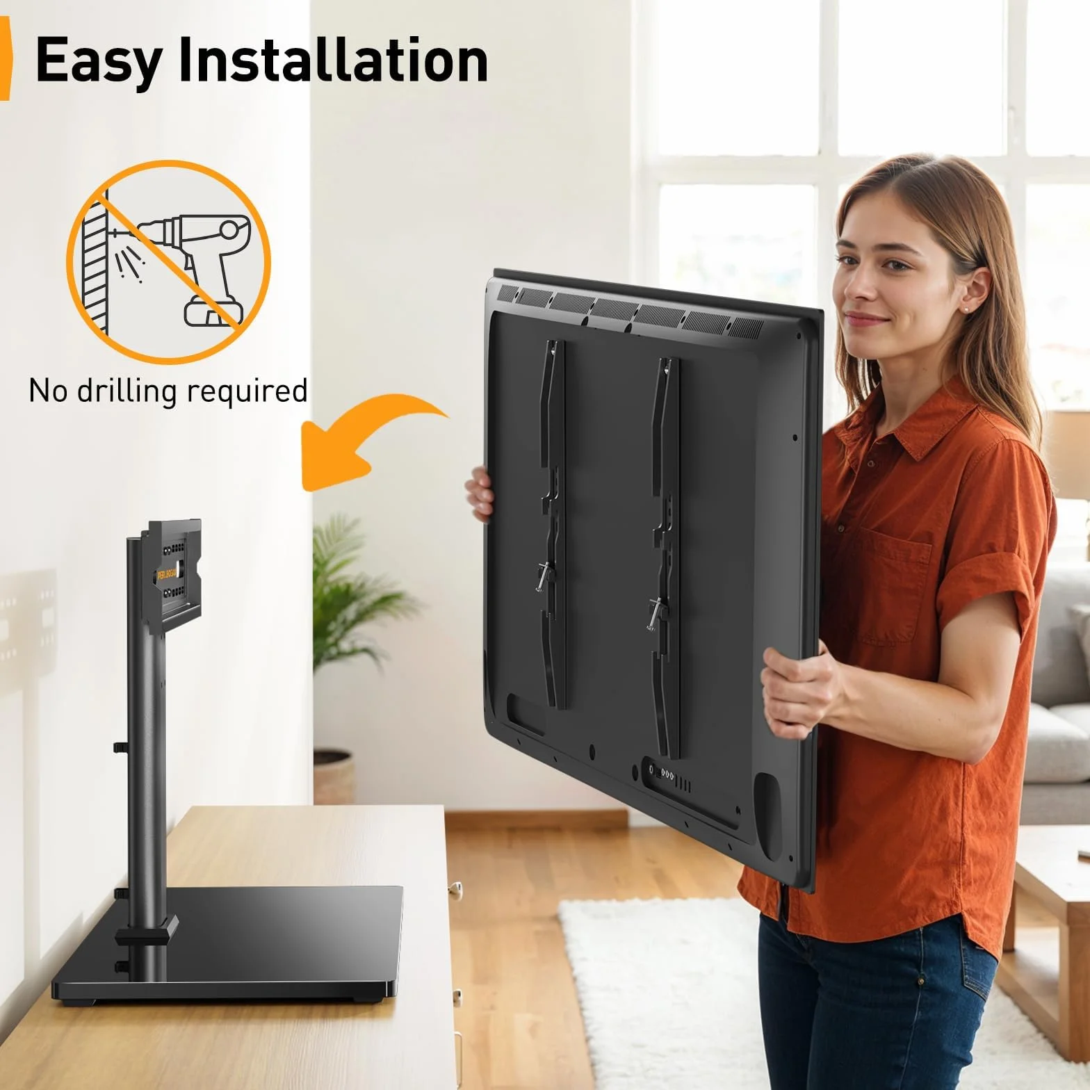Perlegear Uniwersalny stojak pod telewizor OLED LCD o przekątnej 32-60", do płaskich i zakrzywionych telewizorów o przekątnej do 40 kg, maks. VESA 400 x 400 mm, regulacja wysokości i stabilna podstawa