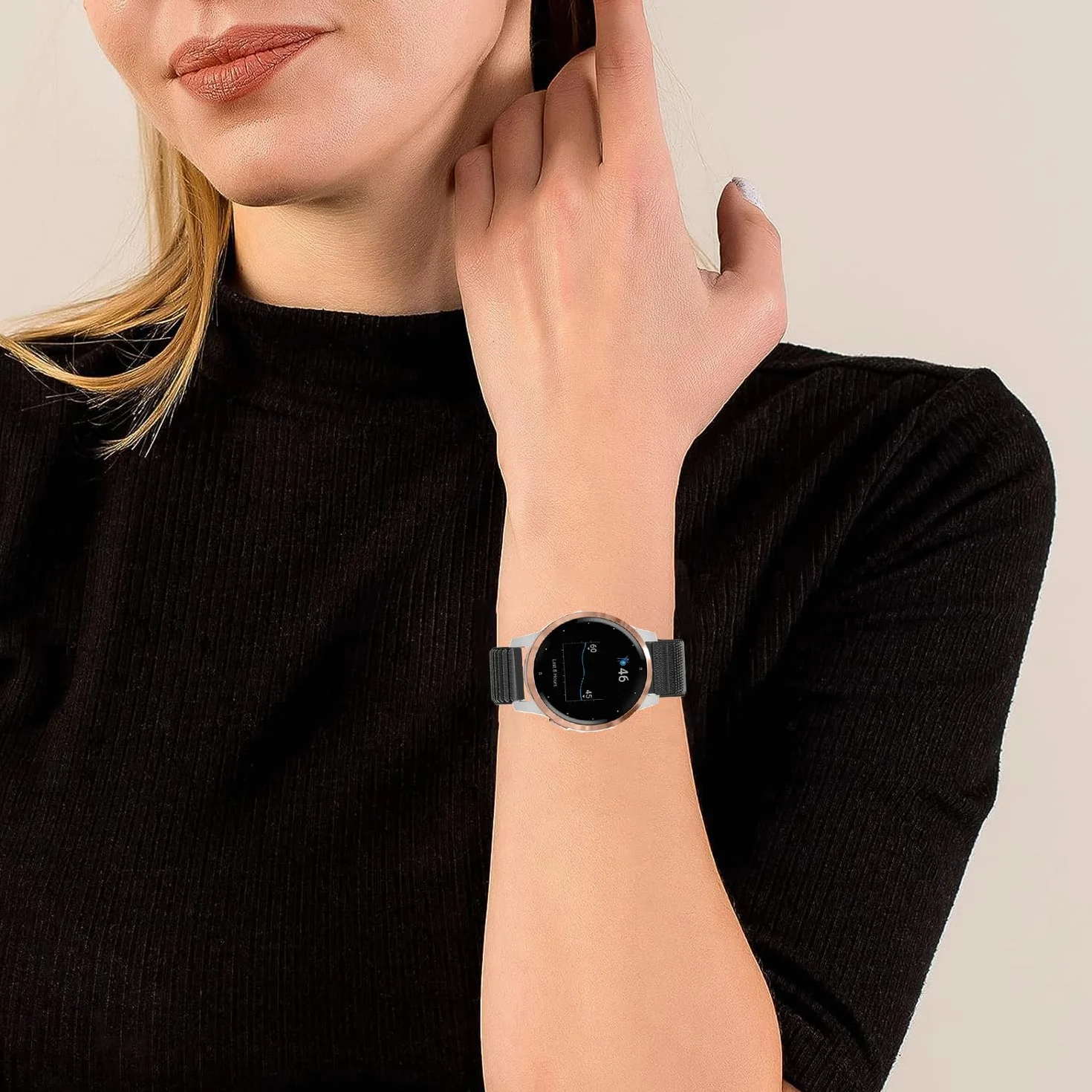 Issinlky Nylonowy pasek kompatybilny z Garmin Venu 4 41 mm/Venu 2S/3S/Vivoactive 4S/Vivomove 3S, elastyczny pasek sportowy 18 mm do zegarków Fossil Ladies Gen 6/5E/4/3 Women Men