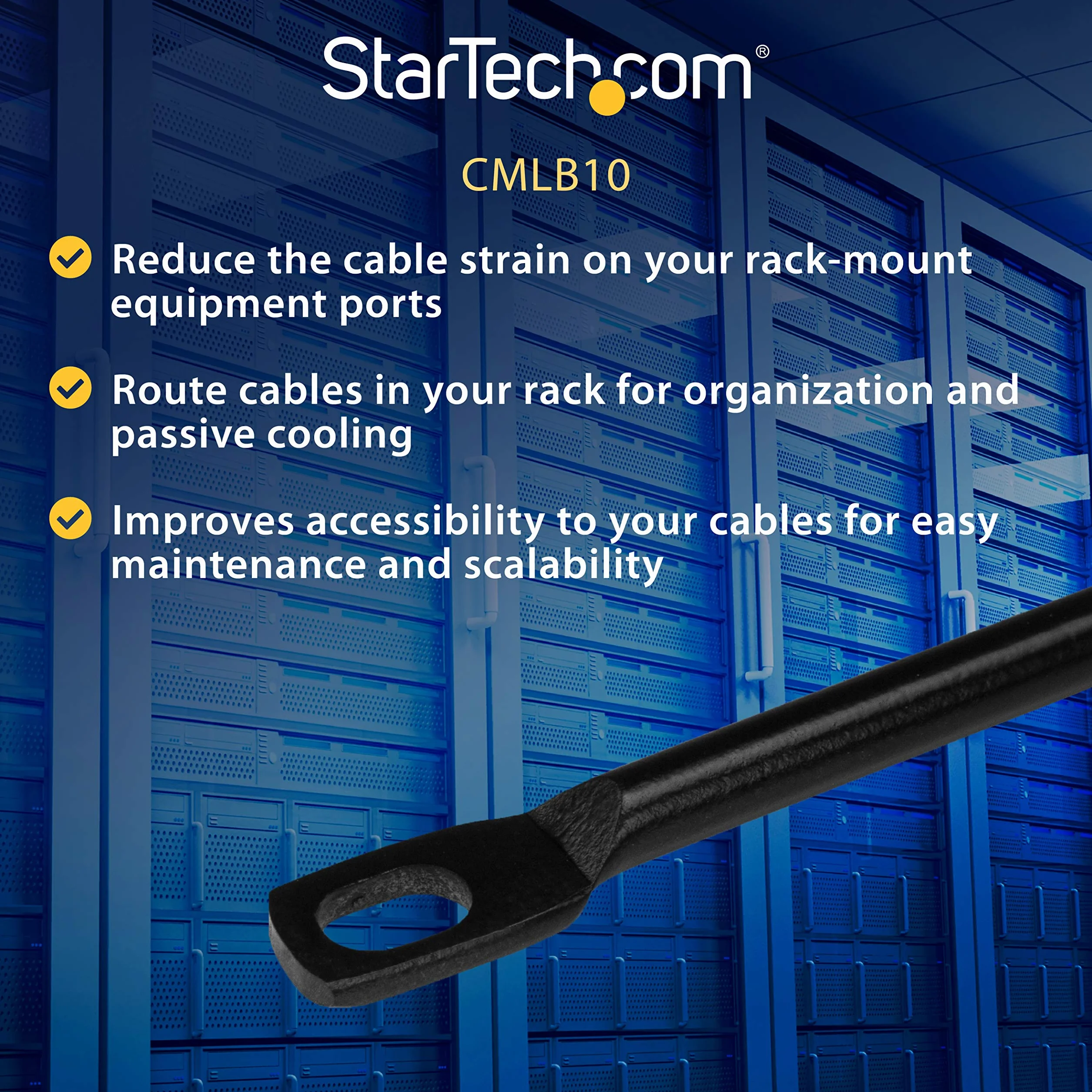 StarTech.com poziomy drążek sznurowania - Zarządzanie kablami do serwerów - 45,7 cm uchwyt sieciowy organizer kabli - 10 sztuk (CMLB10)