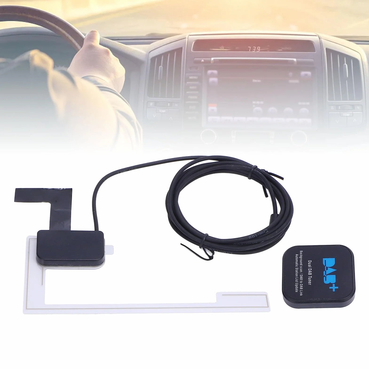 Fabater Tuner Radiowy DAB, łatwa Instalacja, Cyfrowa Skrzynka Transmisyjna z anteną, Adapter USB Typu Plug and Play dla Posiadaczy Radia Samochodowego