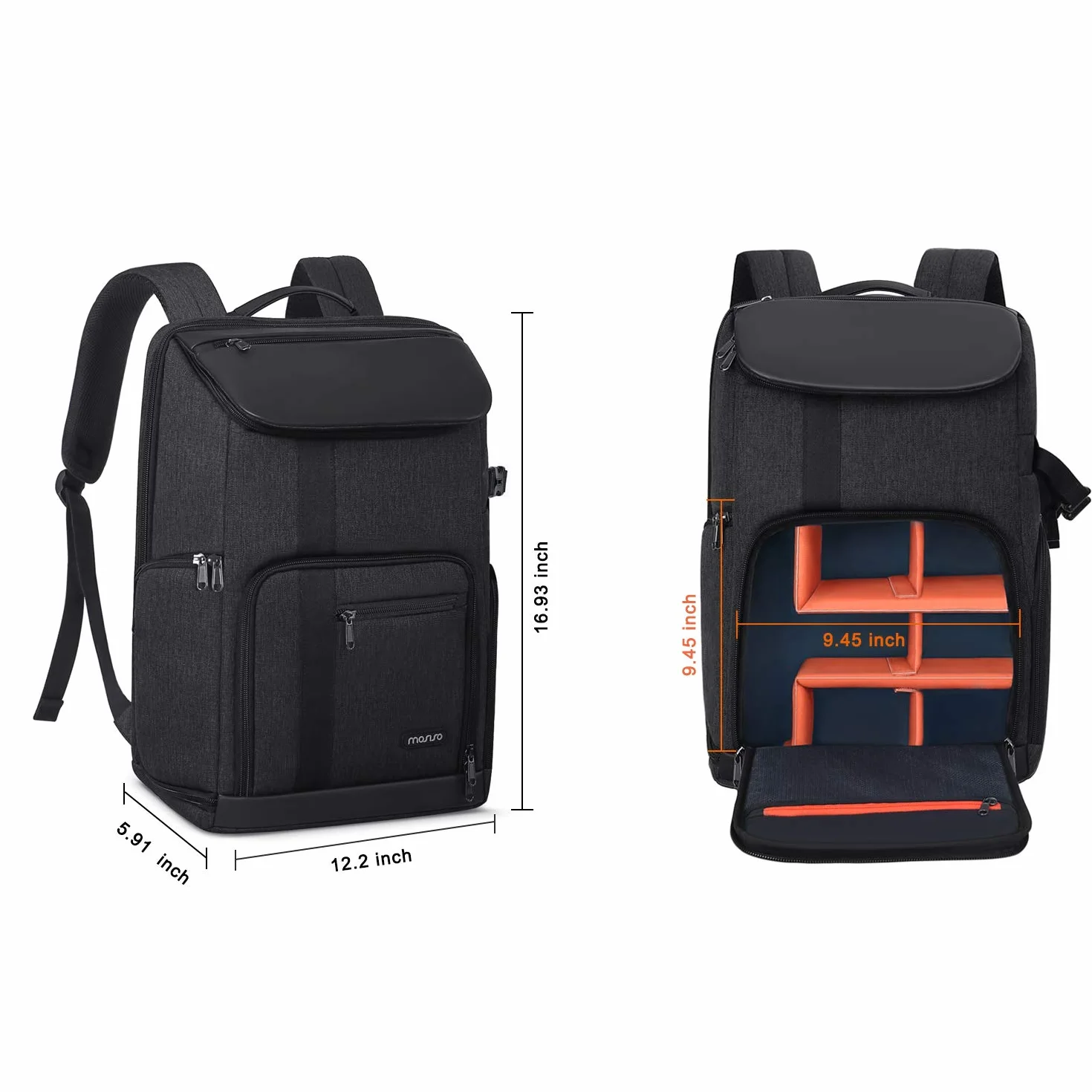 MOSISO Plecak na aparat 43.9 cm, DSLR/SLR/Mirrorless Case Duża męska / damska torba na aparat fotograficzny z kieszenią na laptopa i uchwytem na statyw i osłoną przeciwdeszczową kompatybilna z