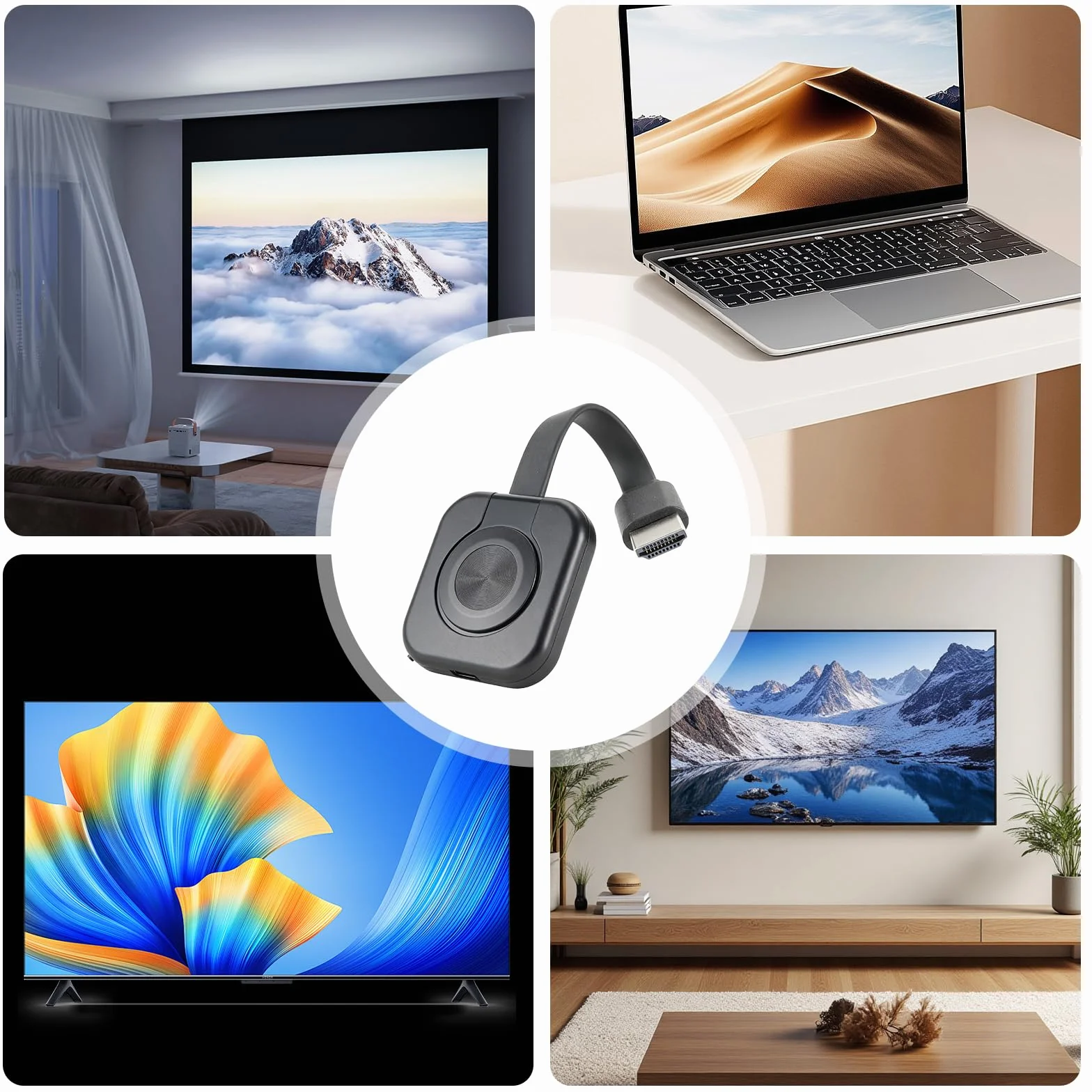 Bezprzewodowy adapter HDMI 4K HD, bezprzewodowy adapter wyświetlacza z ekranem lustrzanym do Miracast/DLNA/AirPlay, HDMI Dongle kompatybilny z systemem Android, OS, Windows, TV, projektorem, laptopem