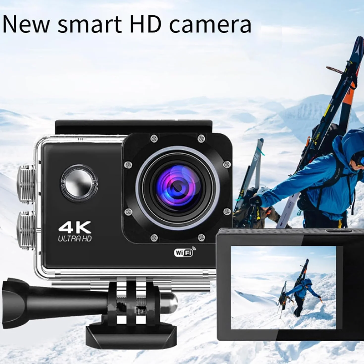 Roamix Vision kamera sportowa 4K, ulepszona kamera WiFi 2026 170°, ultra szerokokątna, outdoorowa, wodoodporna, sportowa kamera wideo dla entuzjastów fotografii i nurkowania, złota, 64 g