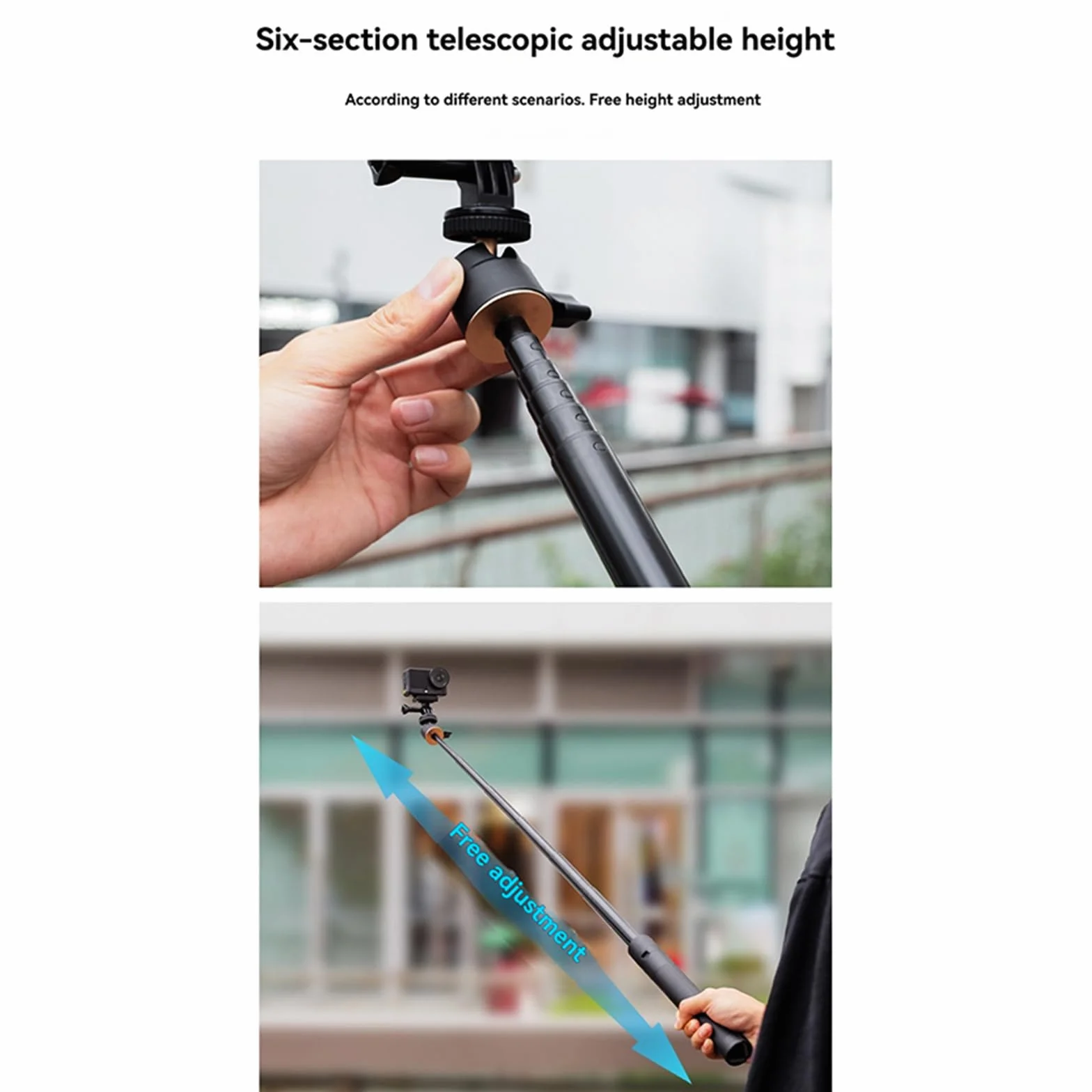 Statyw i kij do selfie 120 cm do DJI Osmo Action 6, rozszerzalny statyw do selfie, kompatybilny z akcesoriami DJI Osmo Action 6, wielofunkcyjny drążek przedłużający ze stopu aluminium, 120 cm
