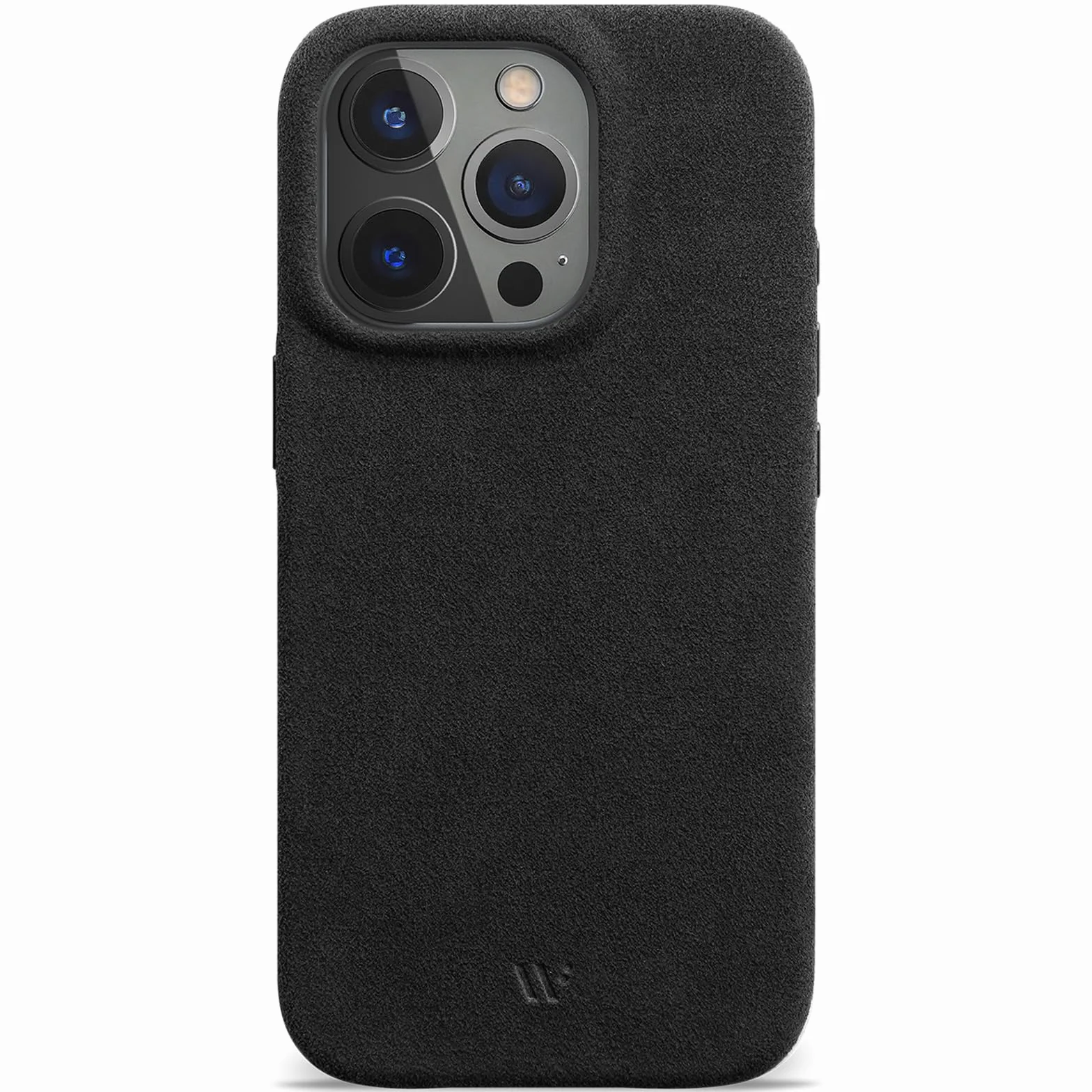 WIIUKA Etui do iPhone 15 Pro Max, oryginalne Alcantara®, ręcznie wykonane, bardzo cienkie, premium etui na telefon komórkowy, Case, Qi, alternatywa dla skóry, skiin Alcantara, czarne