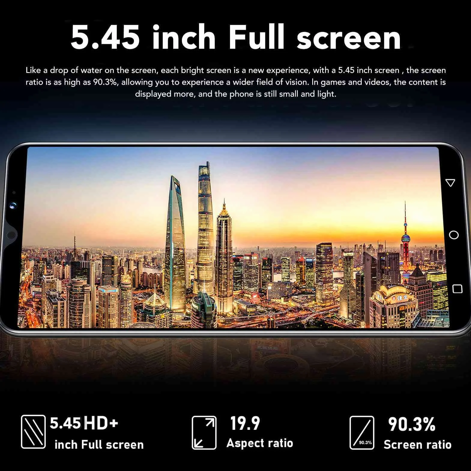 Odblokowany Smartfon z Androidem 10, 5,45-calowy Ekran FHD, Odblokowany Telefon Komórkowy z Dwiema Kartami SIM, Przedpłacony Smartfon 3G, 2 GB Pamięci RAM 16 GB ROM, Przód 5 MP z Tyłu 8(różowy)