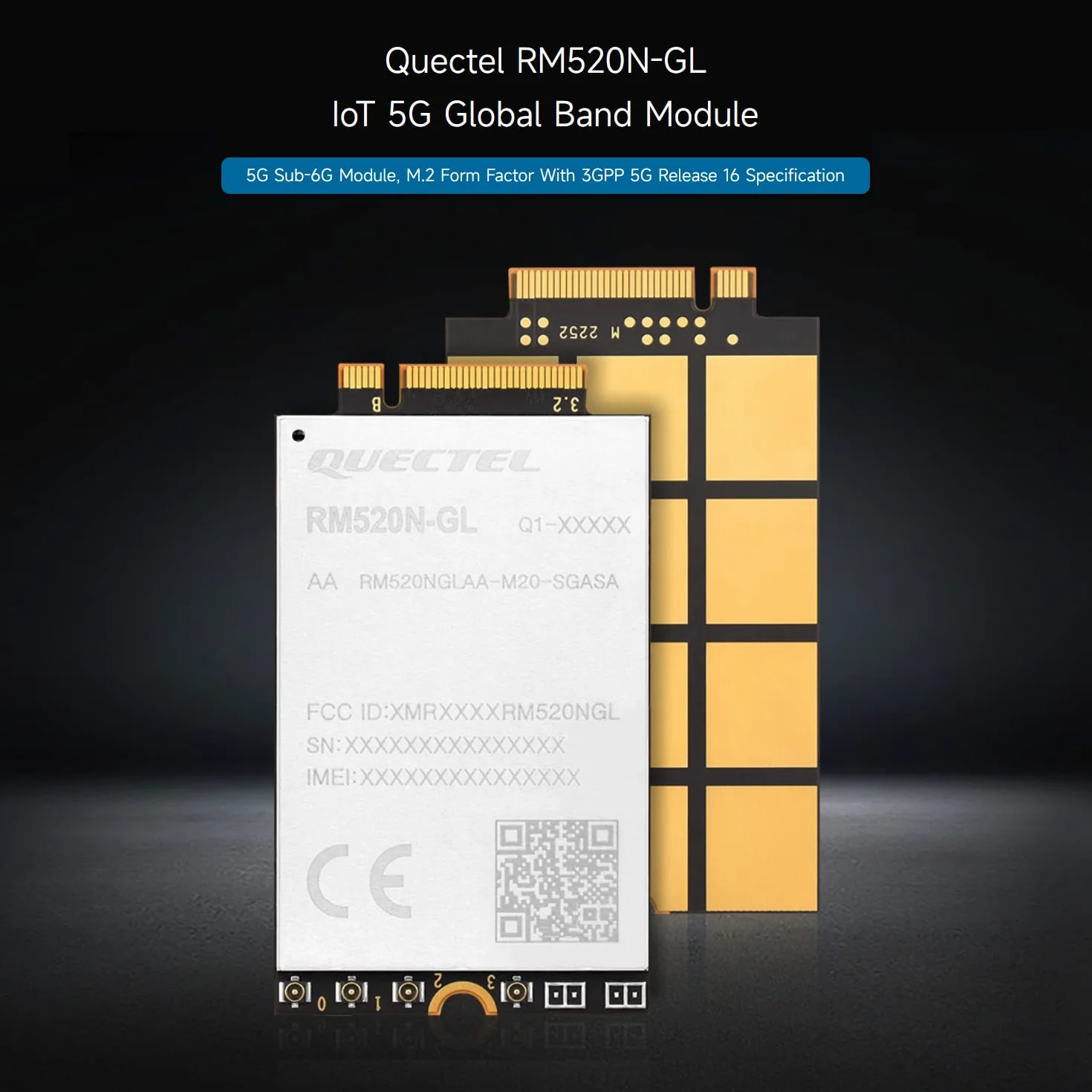 Waveshare Quectel RM520N-GL IoT 5G Global Band Module,Designed for IoT/eMBB Applications,M.2 Form Factor Sub-6G Module