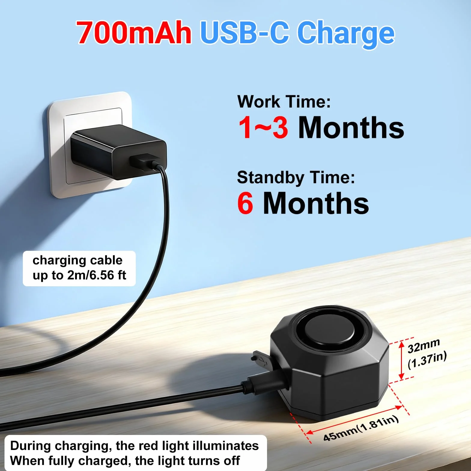 Cruxer Alarm rowerowy z uchwytem, ładowany przez USB, bezprzewodowy alarm wibracyjny antykradzieżowy, głośność i czułość 110 dB, regulowany czujnik, system włamaniowy z pilotem do mobilności motocykla, skutera przyczepy kempingowej