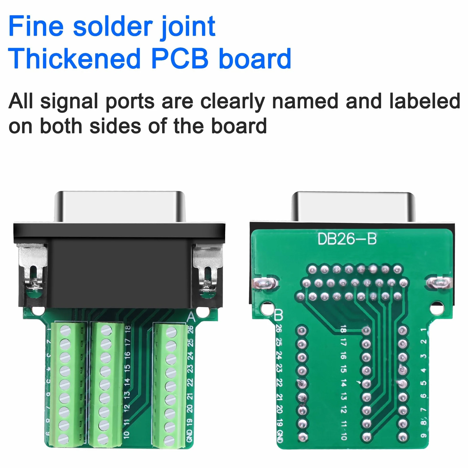 XMSJSIY DB26 gniazdo bezlutowe Breakout złącze adapter RS232 D-SUB 26 pin szeregowy do PCB Terminal Block Moduł Board do okablowania DIY